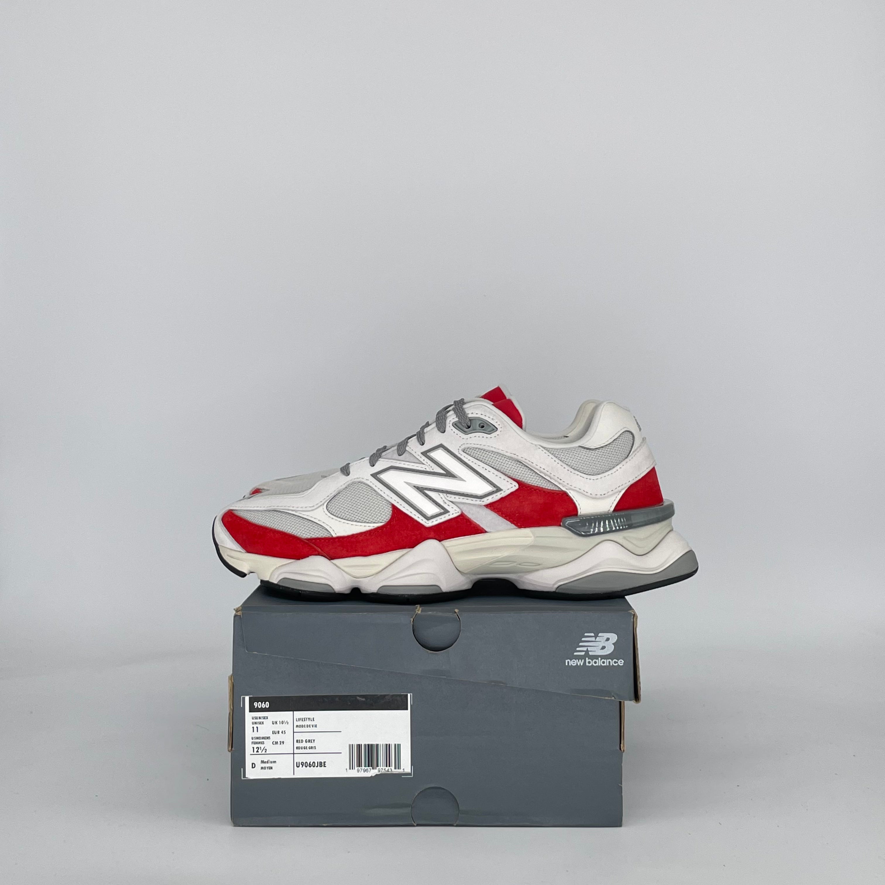 NEW BALANCE 9060 WHITE RED U9060JBE SIZE 11/12.5W