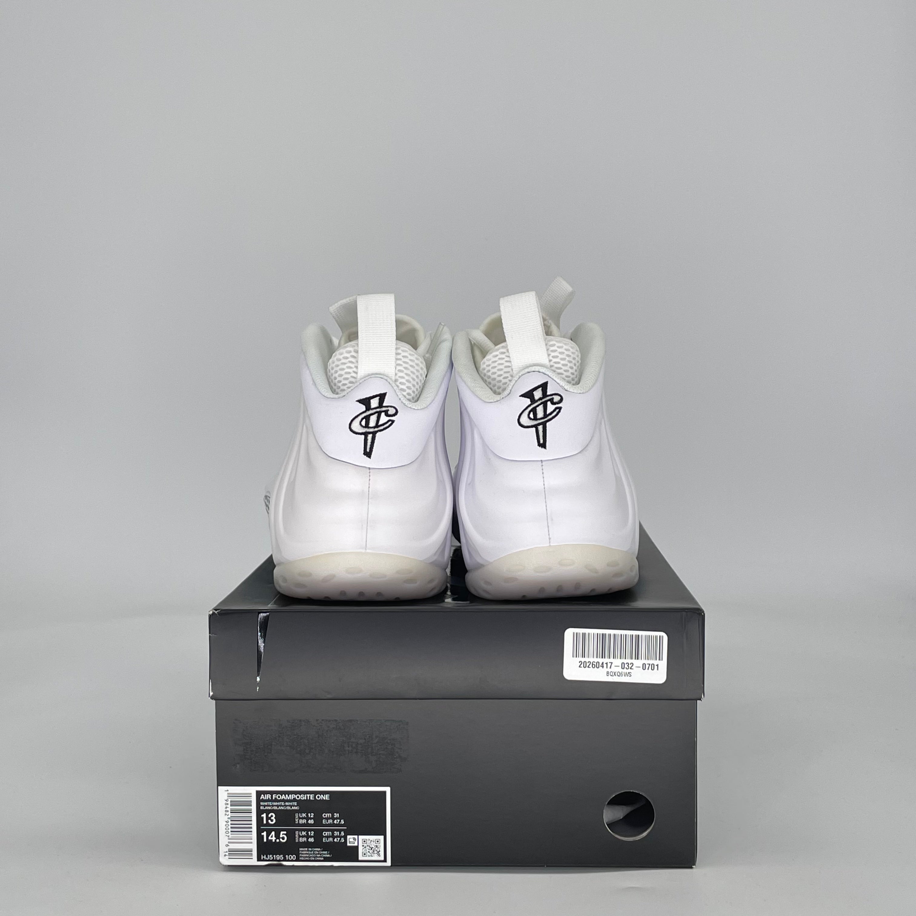 NIKE AIR FOAMPOSITE TRIPLE WHITE HJ5195-100 SIZE 13/14.5W