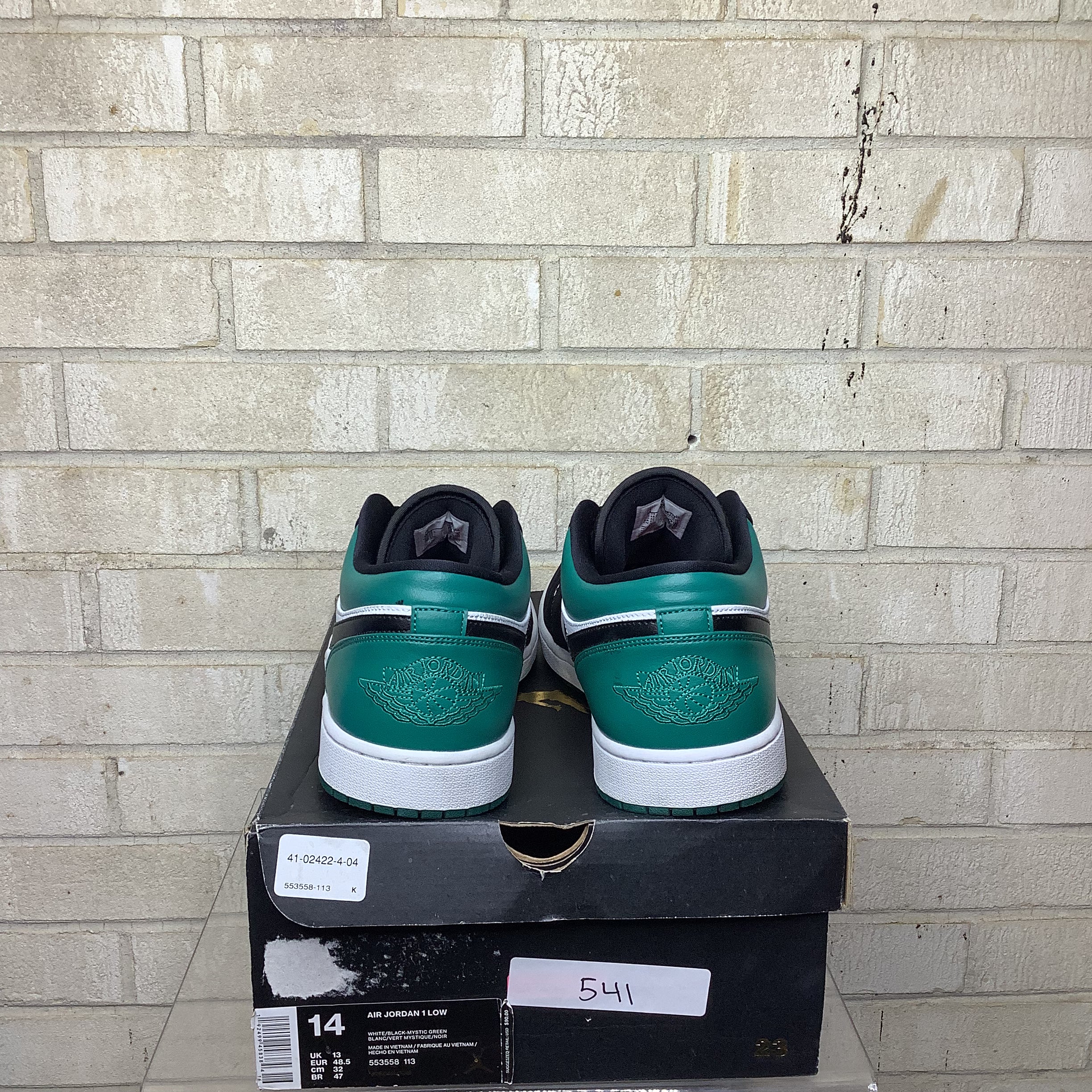 AIR JORDAN 1 LOW WHITE BLACK MYSTIC GREEN SIZE 14/15.5W 553558-113