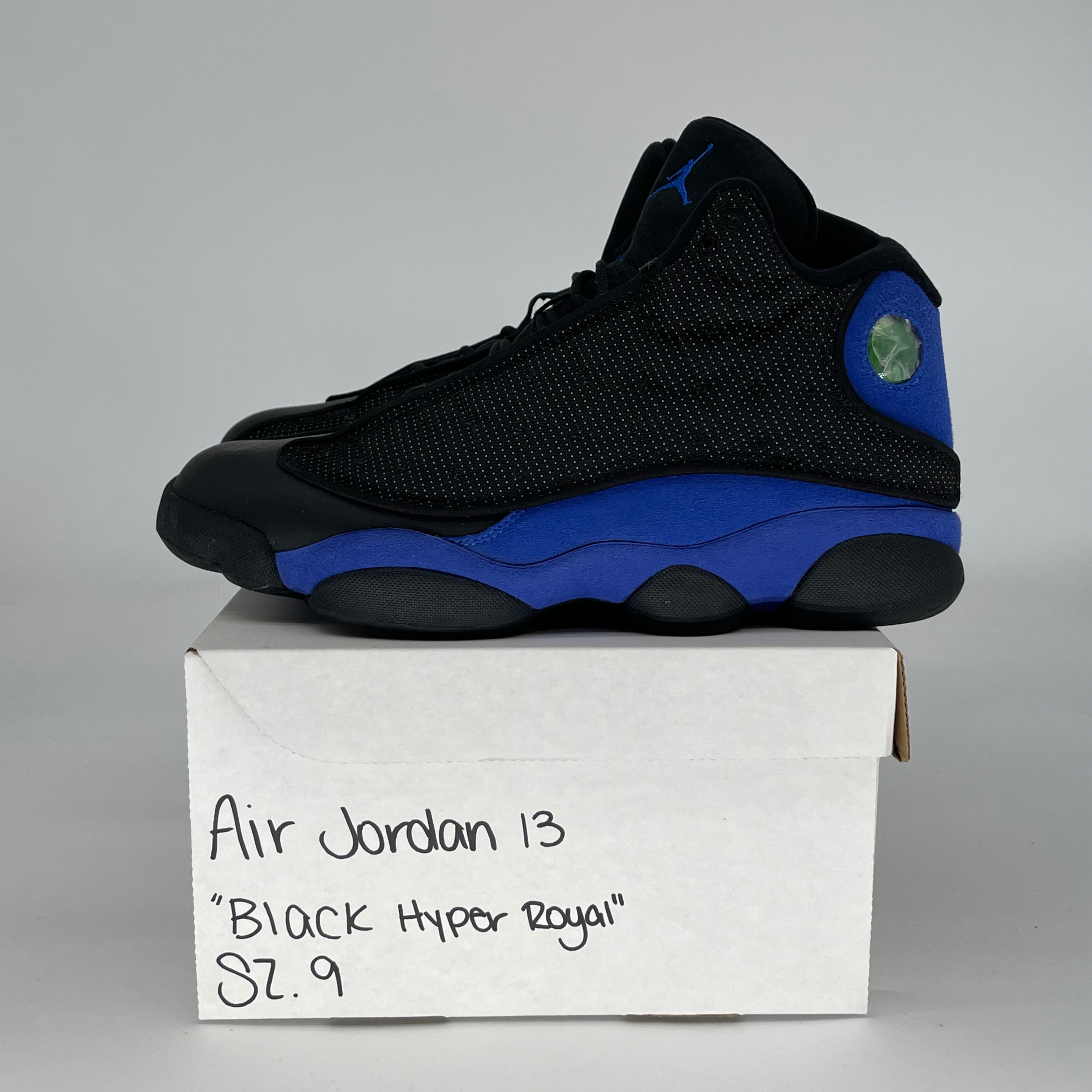 AIR JORDAN 13 BLACK HYPER ROYAL 414571-040 SIZE 9/10.5W