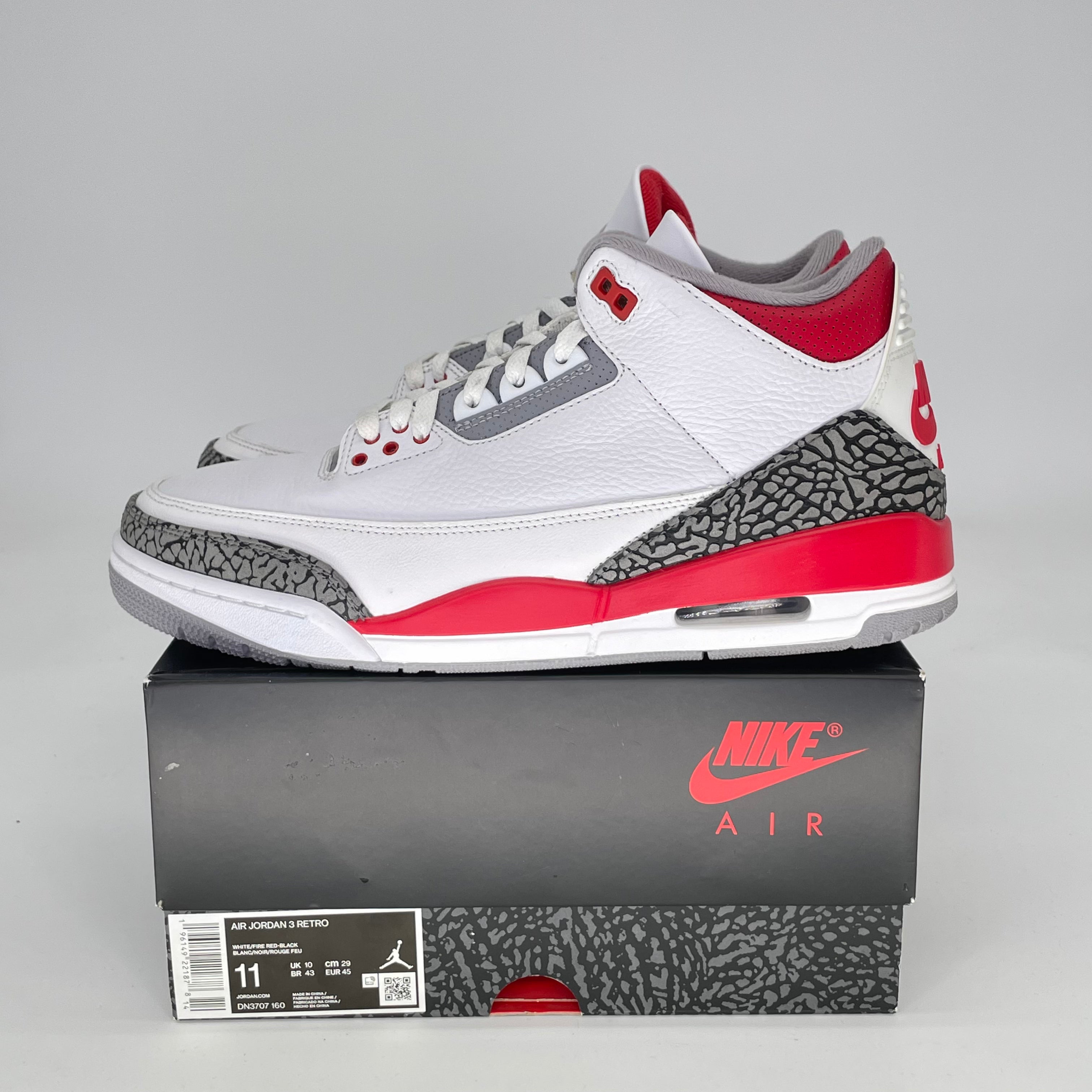 AIR JORDAN 3 FIRE RED DN3707-160 SIZE 11/12.5W