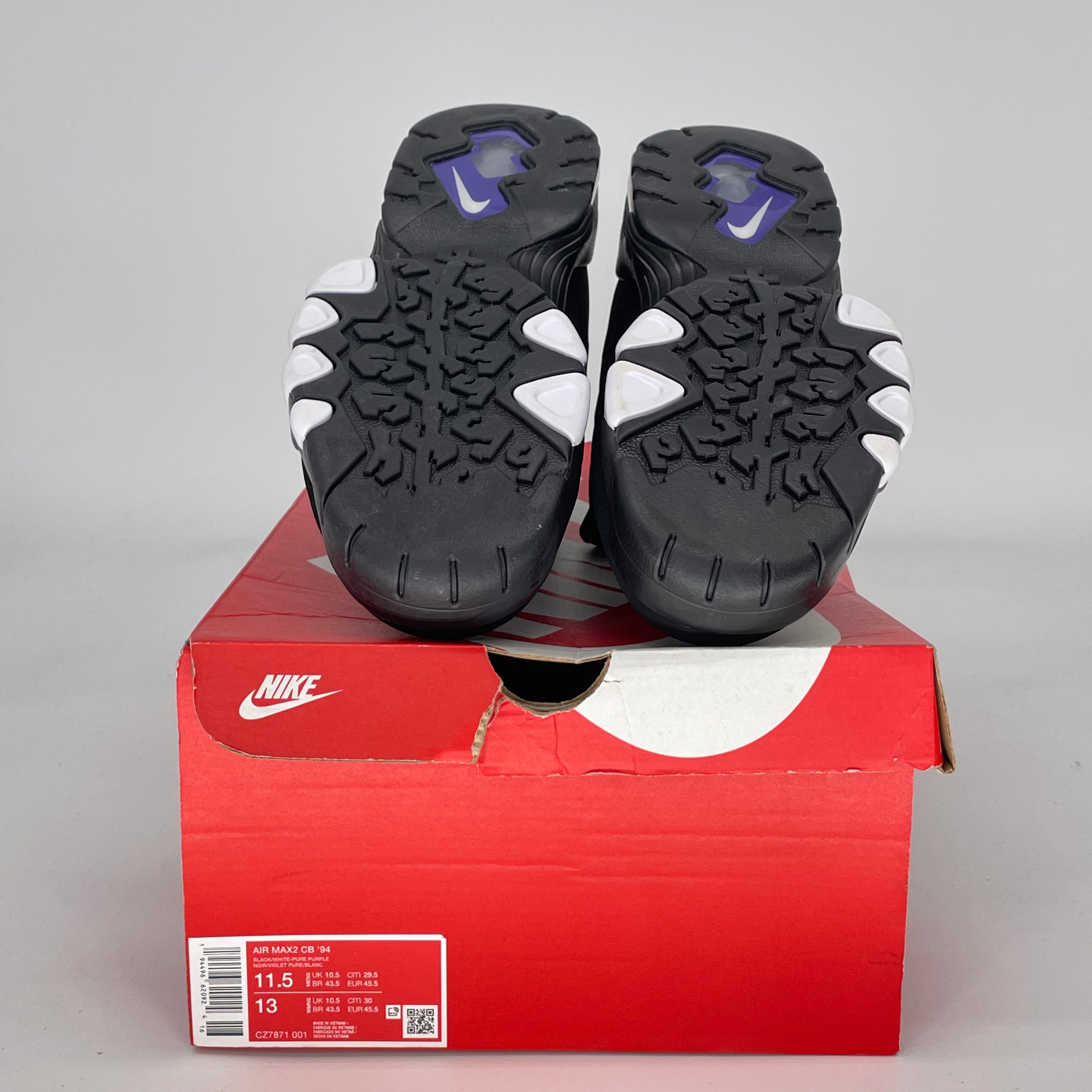 NIKE AIR MAX 2 CB 94 BLACK WHITE PURPLE CZ7871-001 SIZE 11.5/13W