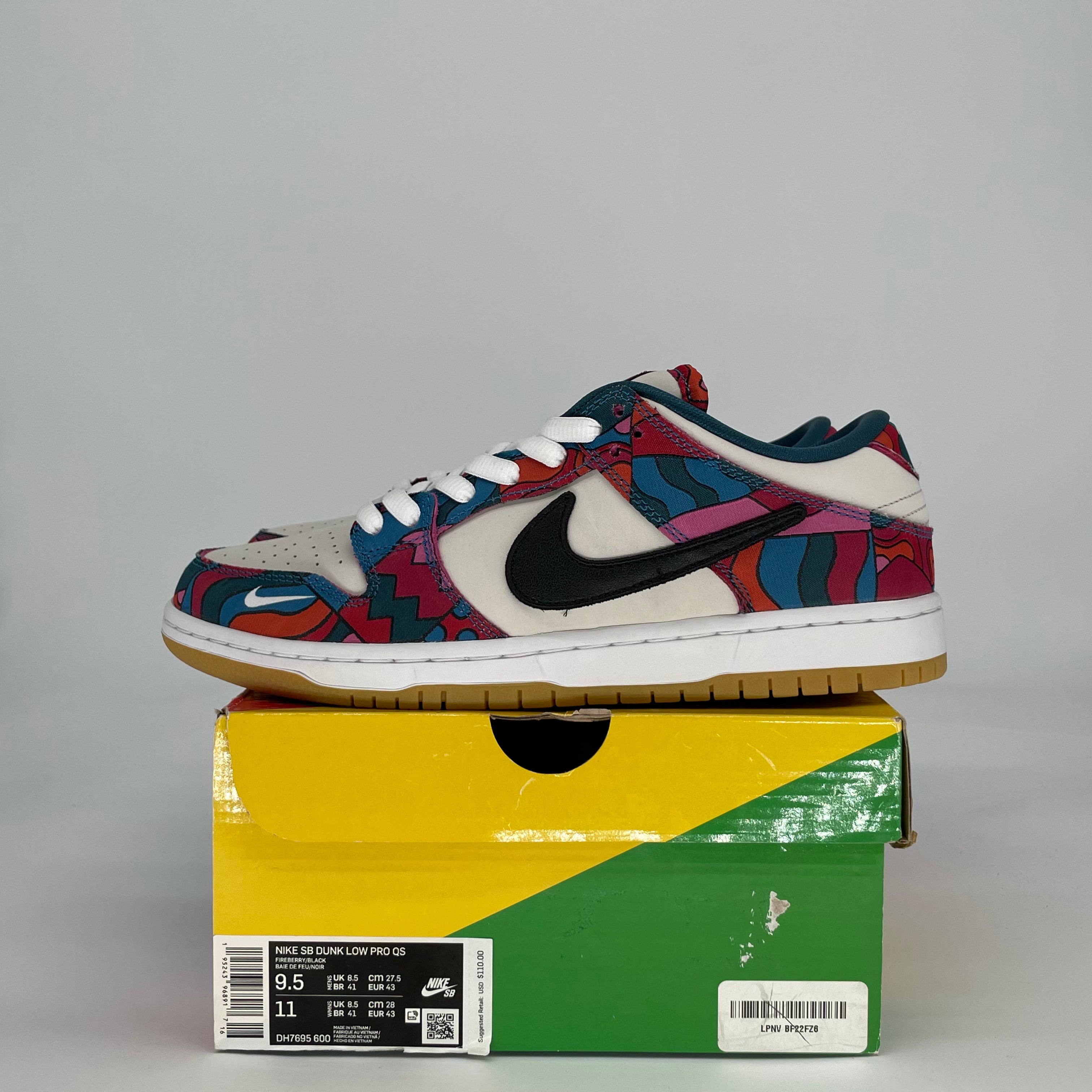 NIKE SB DUNK LOW PRO PARRA ABSTRACT ART DH7695-600 SIZE 9.5/11W