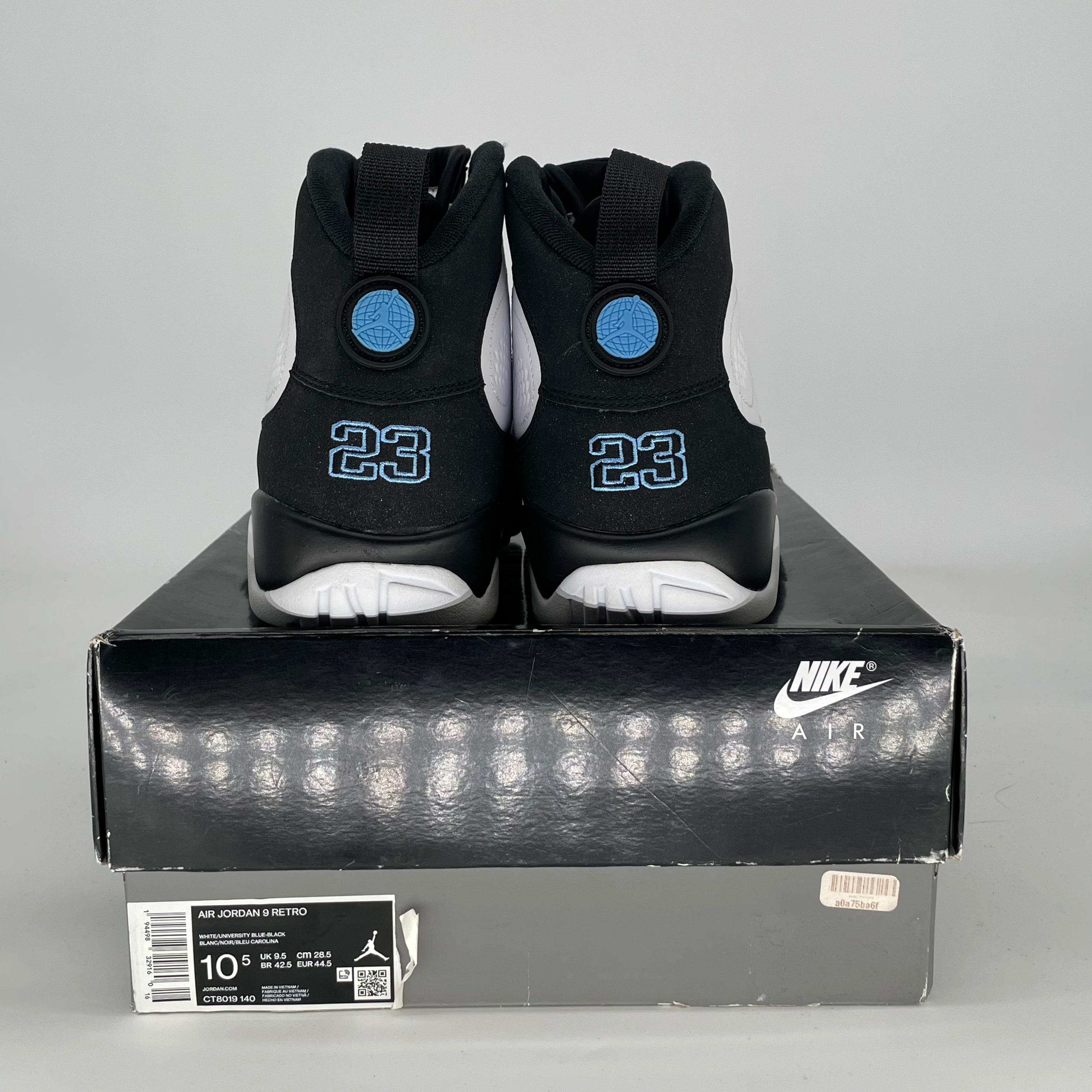 AIR JORDAN 9 UNIVERSITY BLUE CT8019-140 SIZE 10.5/12W