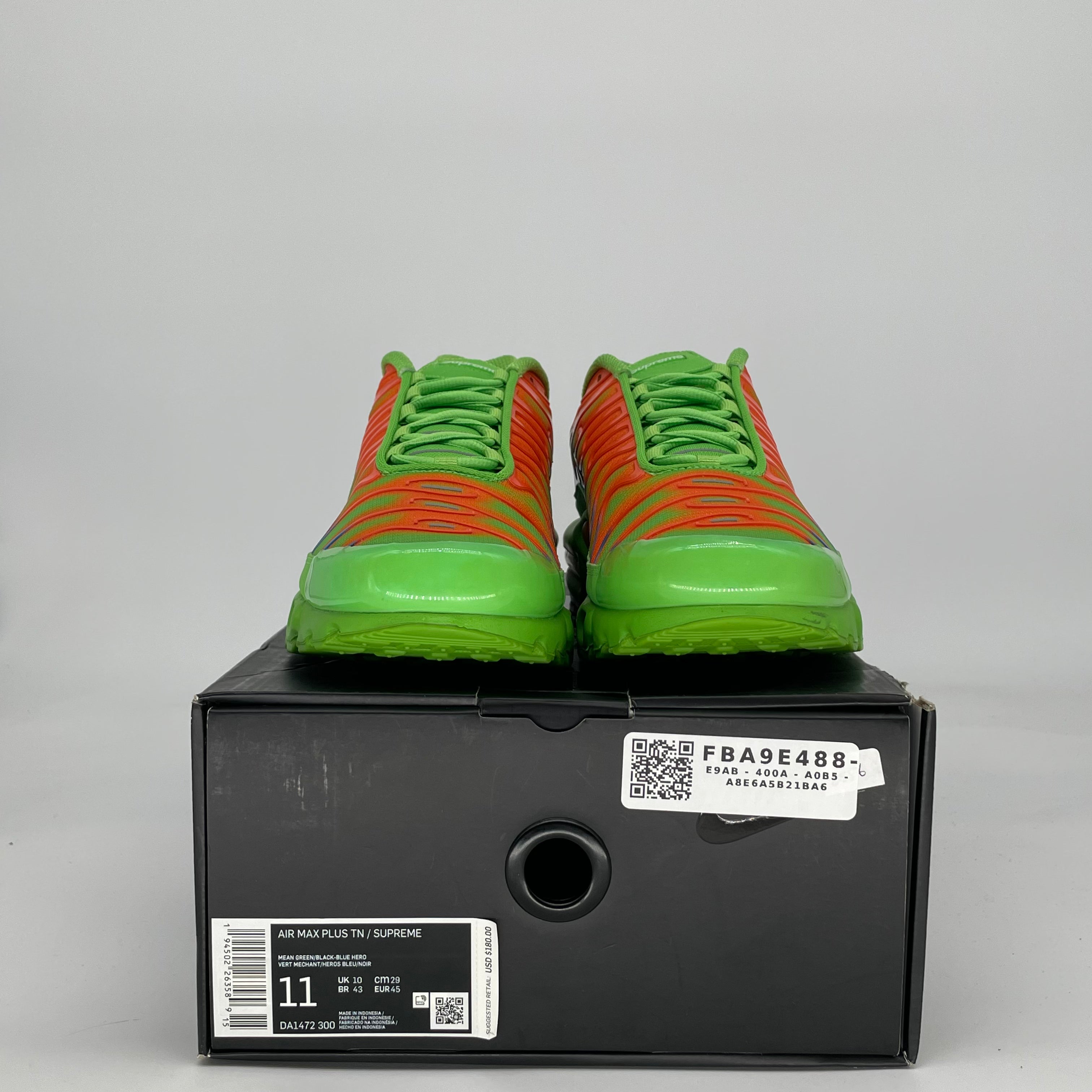 SUPREME X NIKE AIR MAX PLUS MEAN GREEN DA1472-300 SIZE 11/12.5W