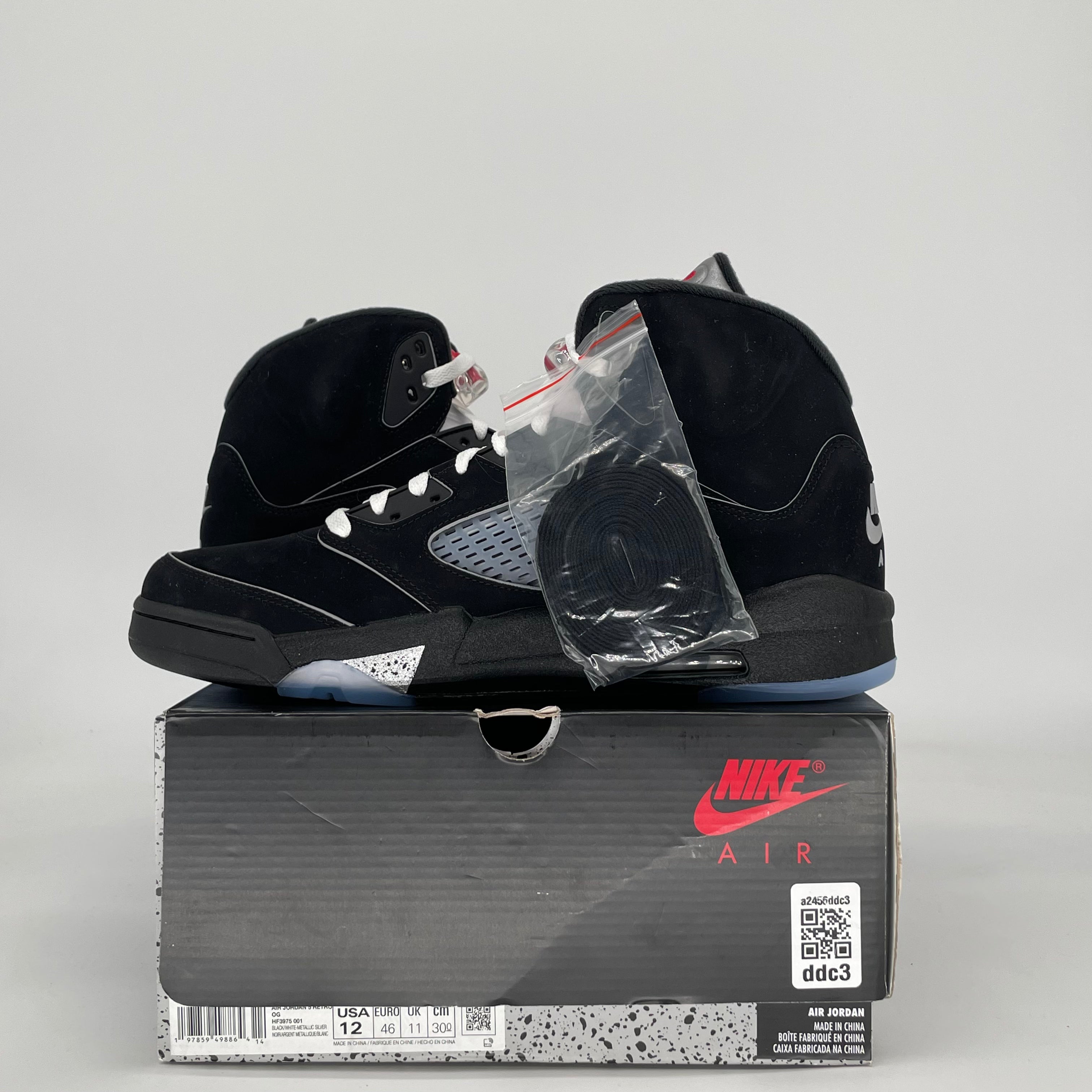 AIR JORDAN 5 BLACK METALLIC REIMAGINED HF3975-001 SIZE 12/13.5W
