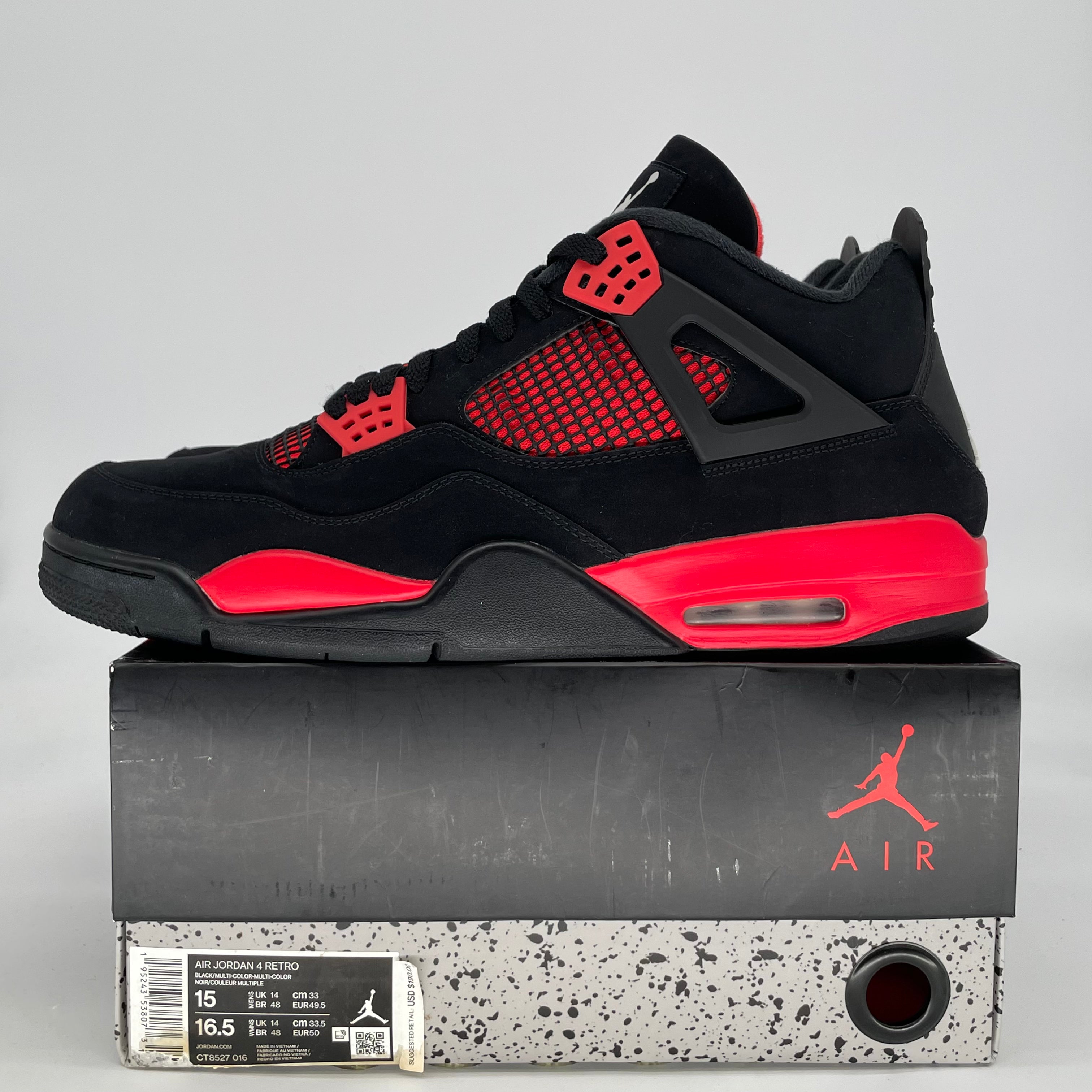 AIR JORDAN 4 RED THUNDER CT8527-016 SIZE 15/16.5W