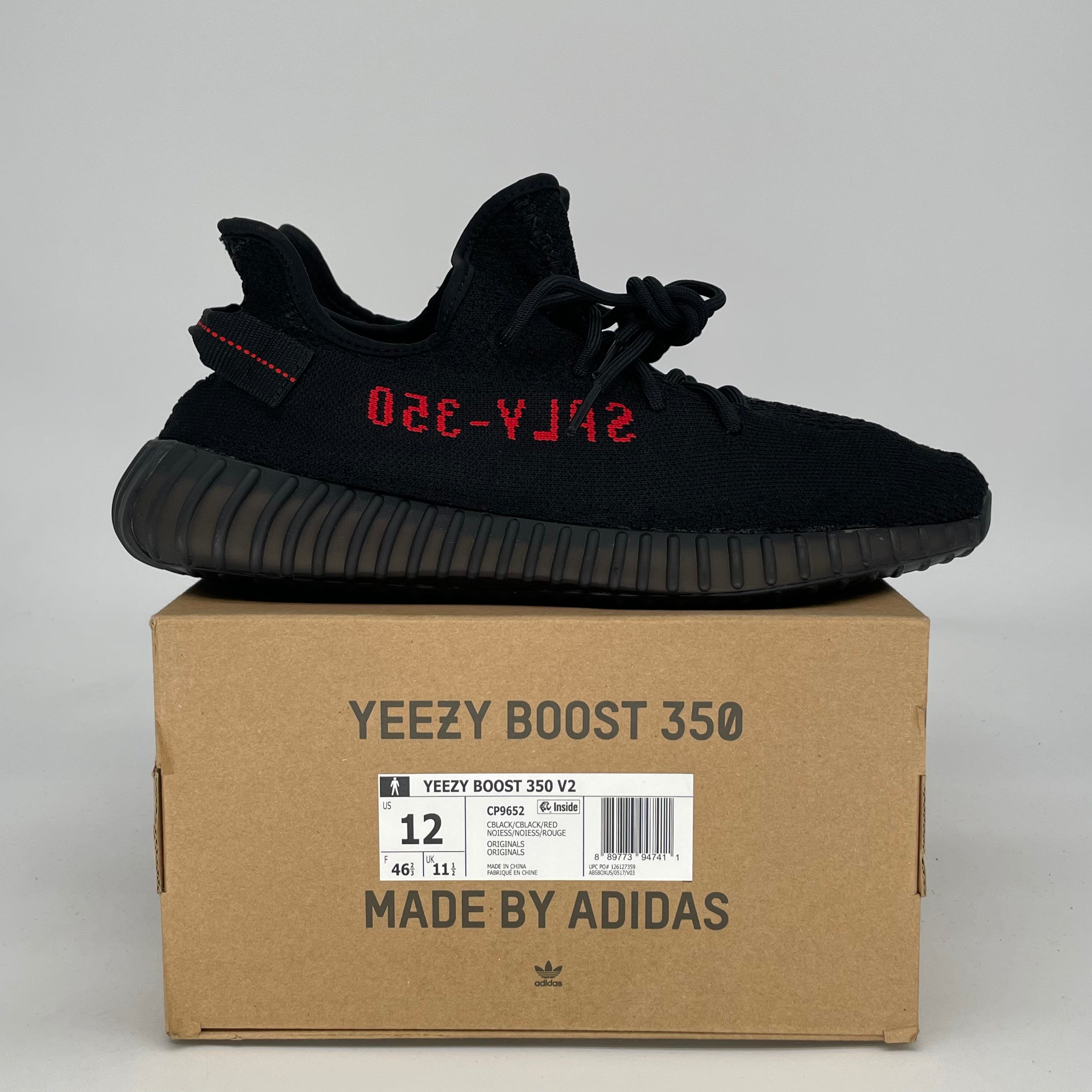 ADIDAS YEEZY 350 V2 BLACK RED CP9652 SIZE 12/13.5W