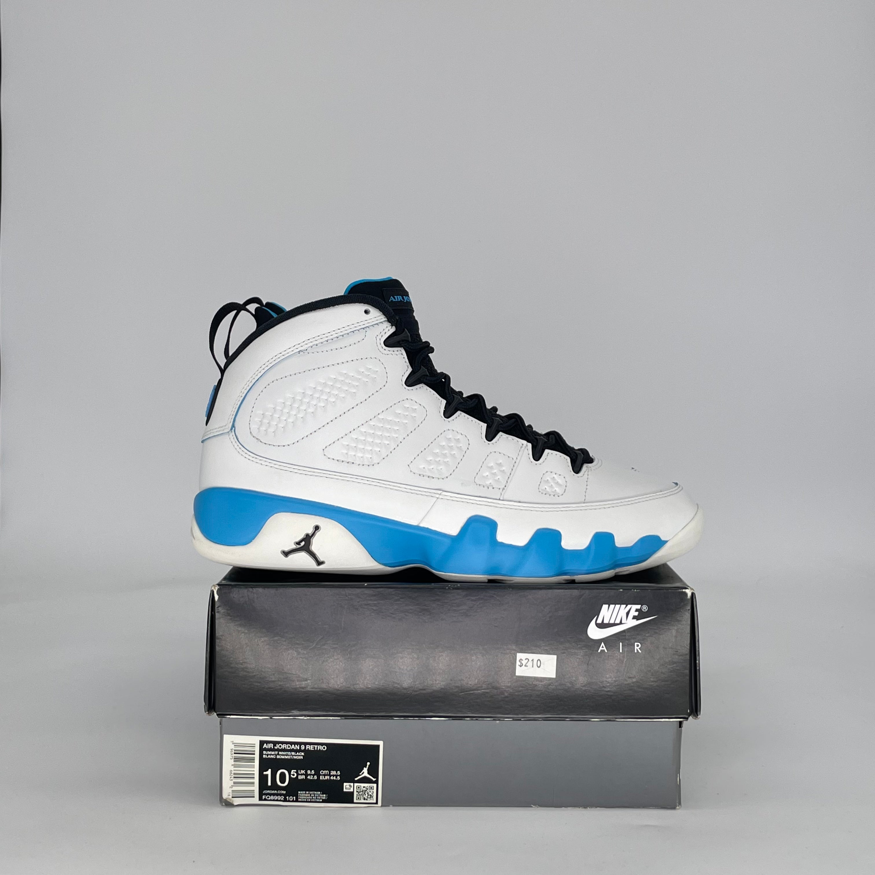 AIR JORDAN 9 POWDER BLUE FQ8992-101 SIZE 10.5/12W