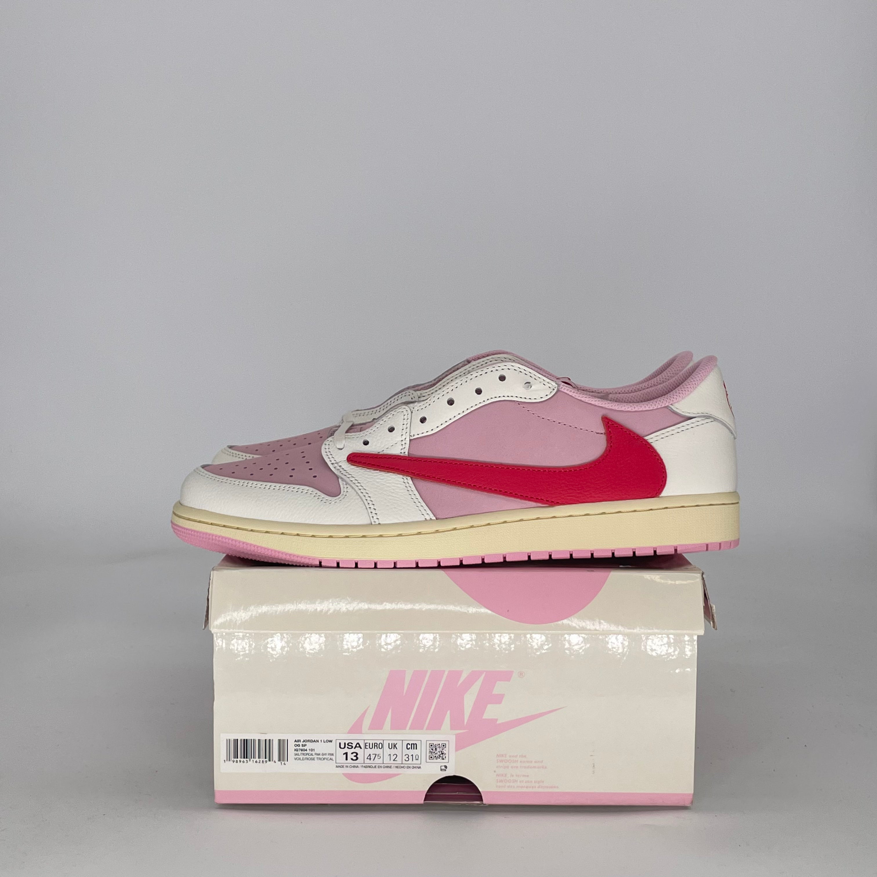AIR JORDAN 1 LOW TRAVIS SCOTT SAIL TROPICAL PINK IQ7604-101 SIZE 13/14.5W
