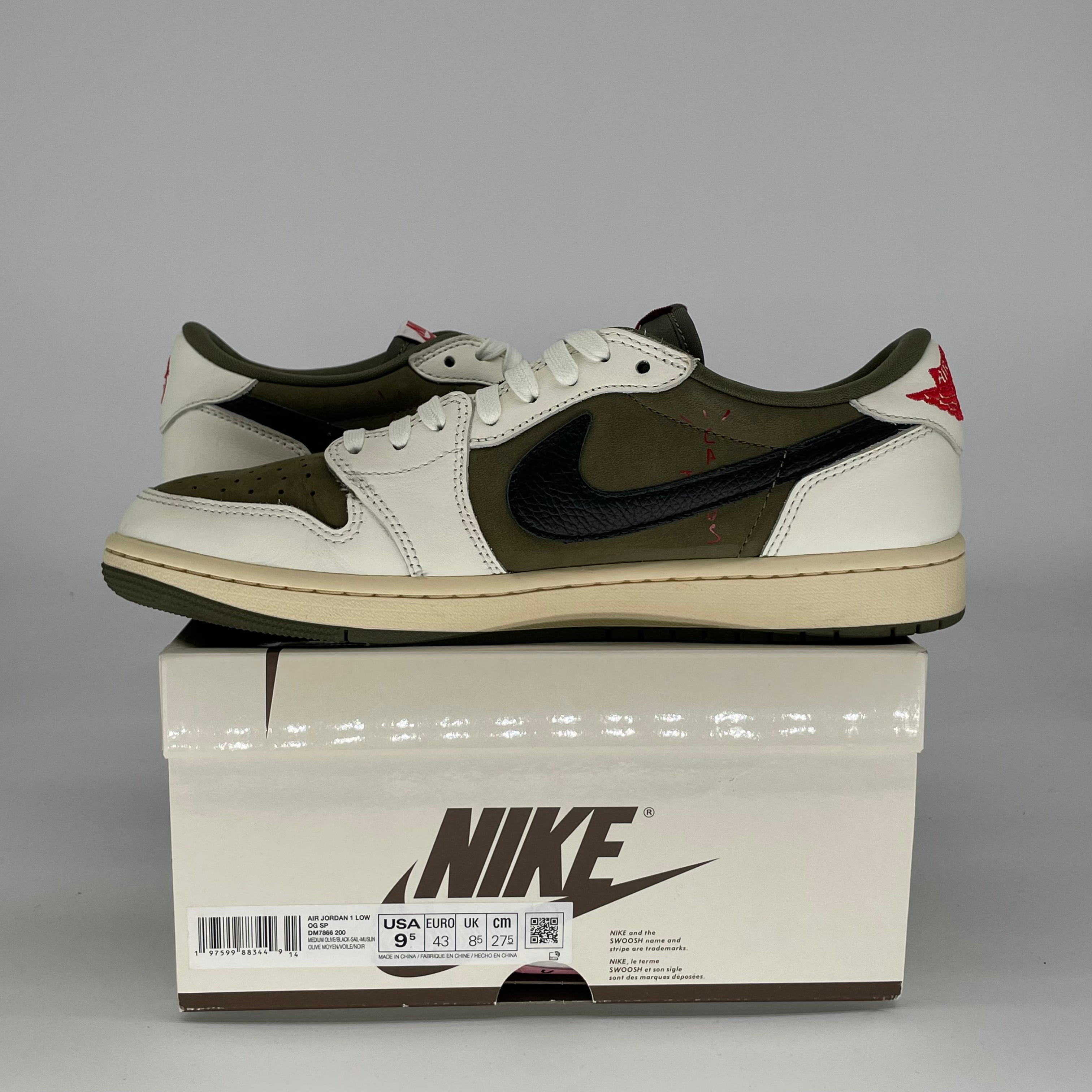 TRAVIS SCOTT X AIR JORDAN 1 MEDIUM OLIVE DM7866-200 SIZE 9.5/11W