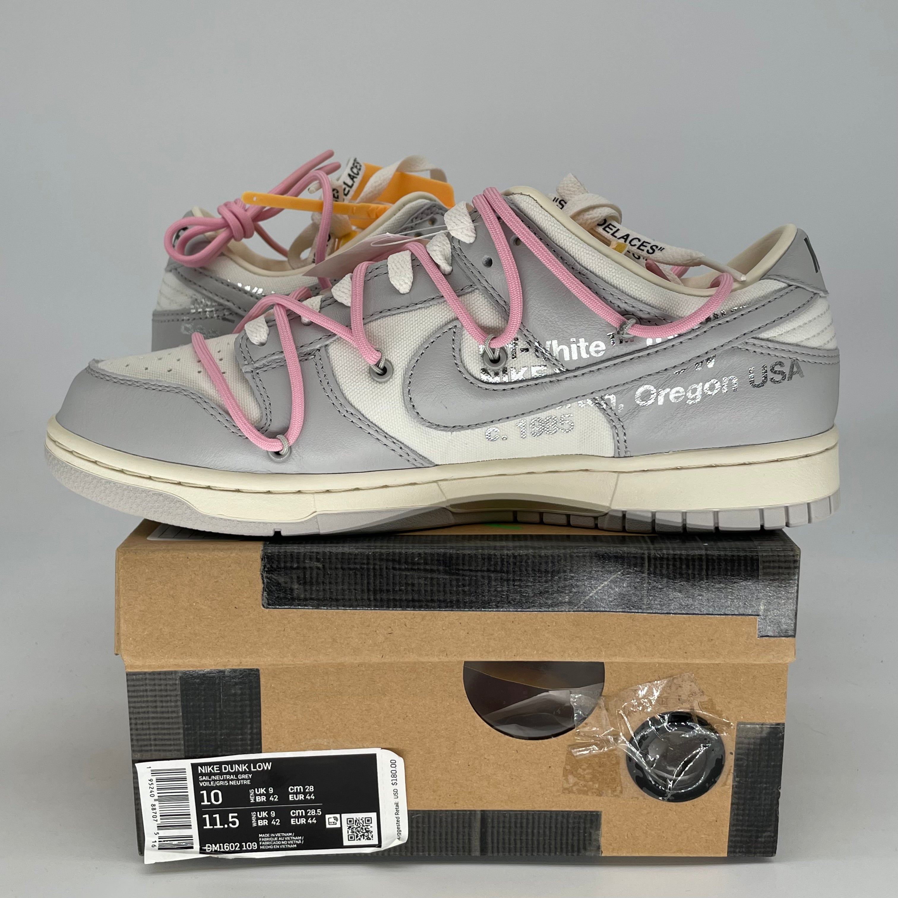 OFF WHITE X NIKE DUNK LOW LOT 9 DM1602-109 SIZE 10.5/12W
