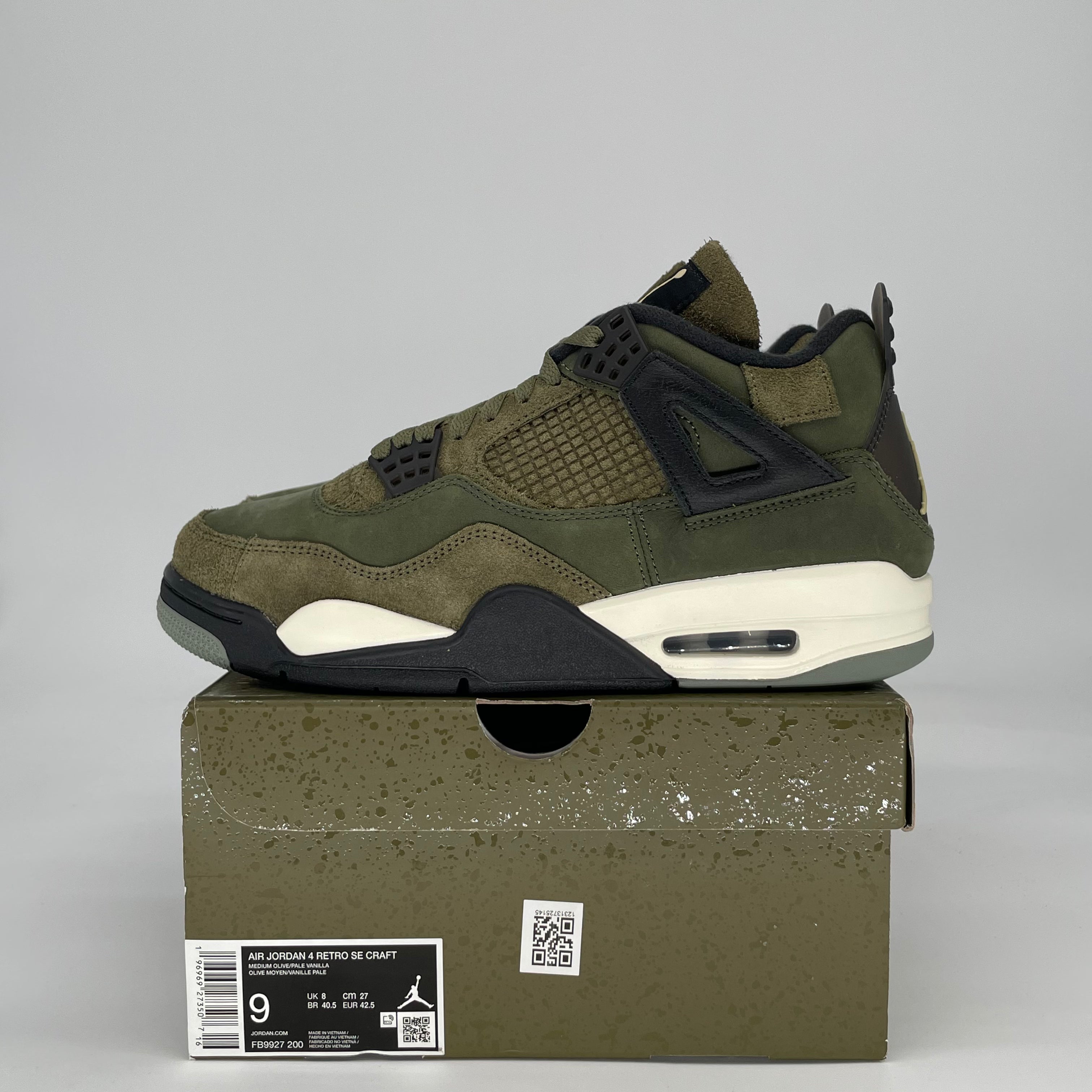 JORDAN 4 RETRO SE CRAFT MEDIUM OLIVE FB9927-200 SIZE 9/10.5W