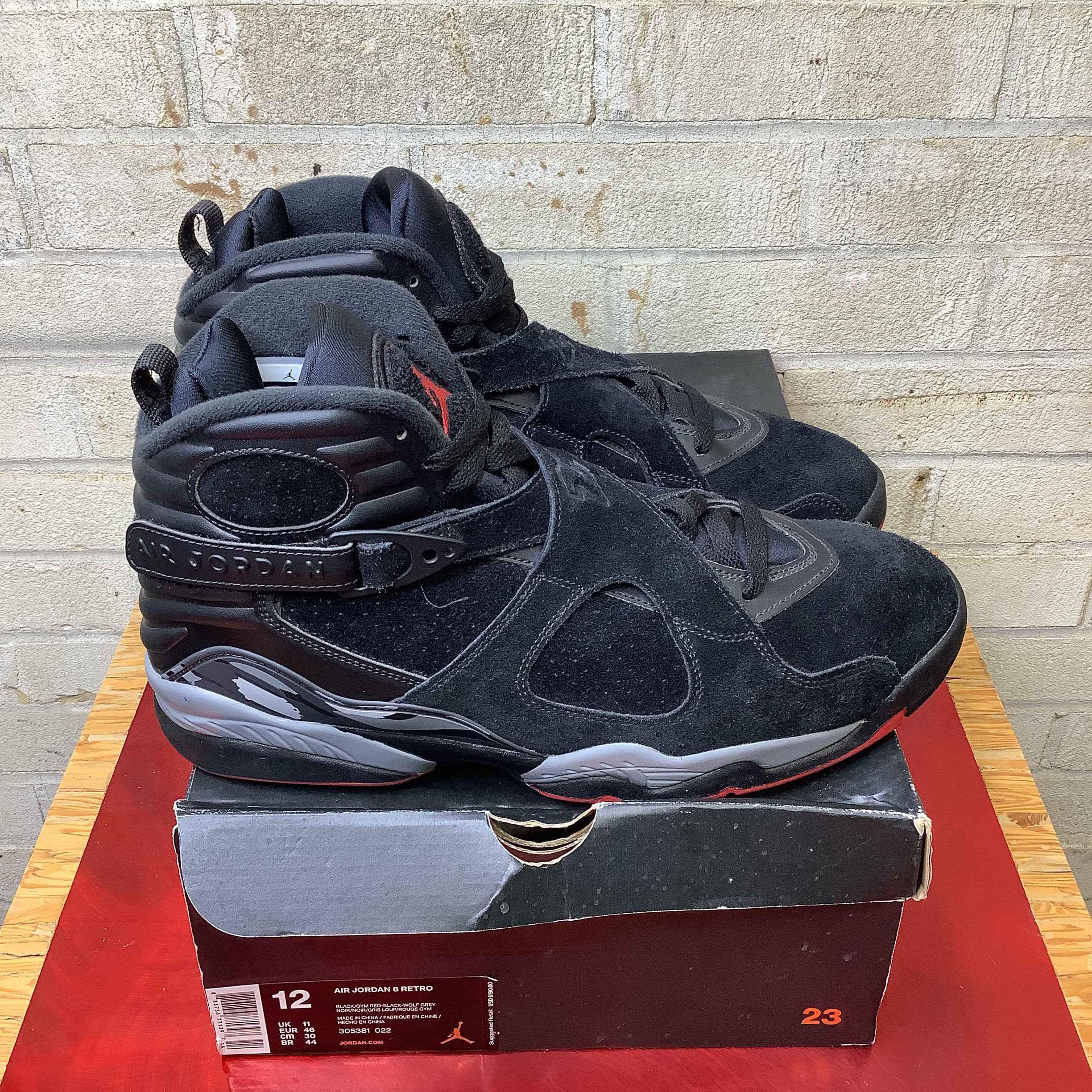 AIR JORDAN 8 BLACK CEMENT SIZE 12/13.5W 305381-022