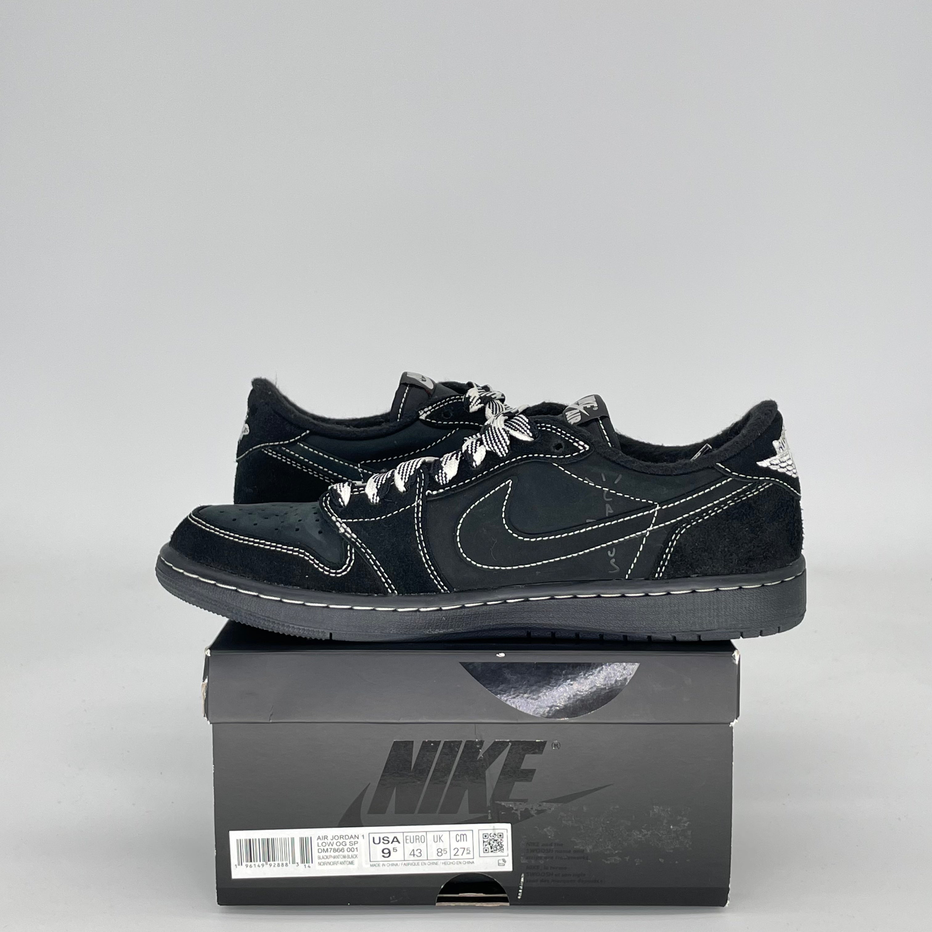TRAVIS SCOTT X AIR JORDAN 1 LOW BLACK PHANTOM DM7866-001 SIZE 9.5/11W