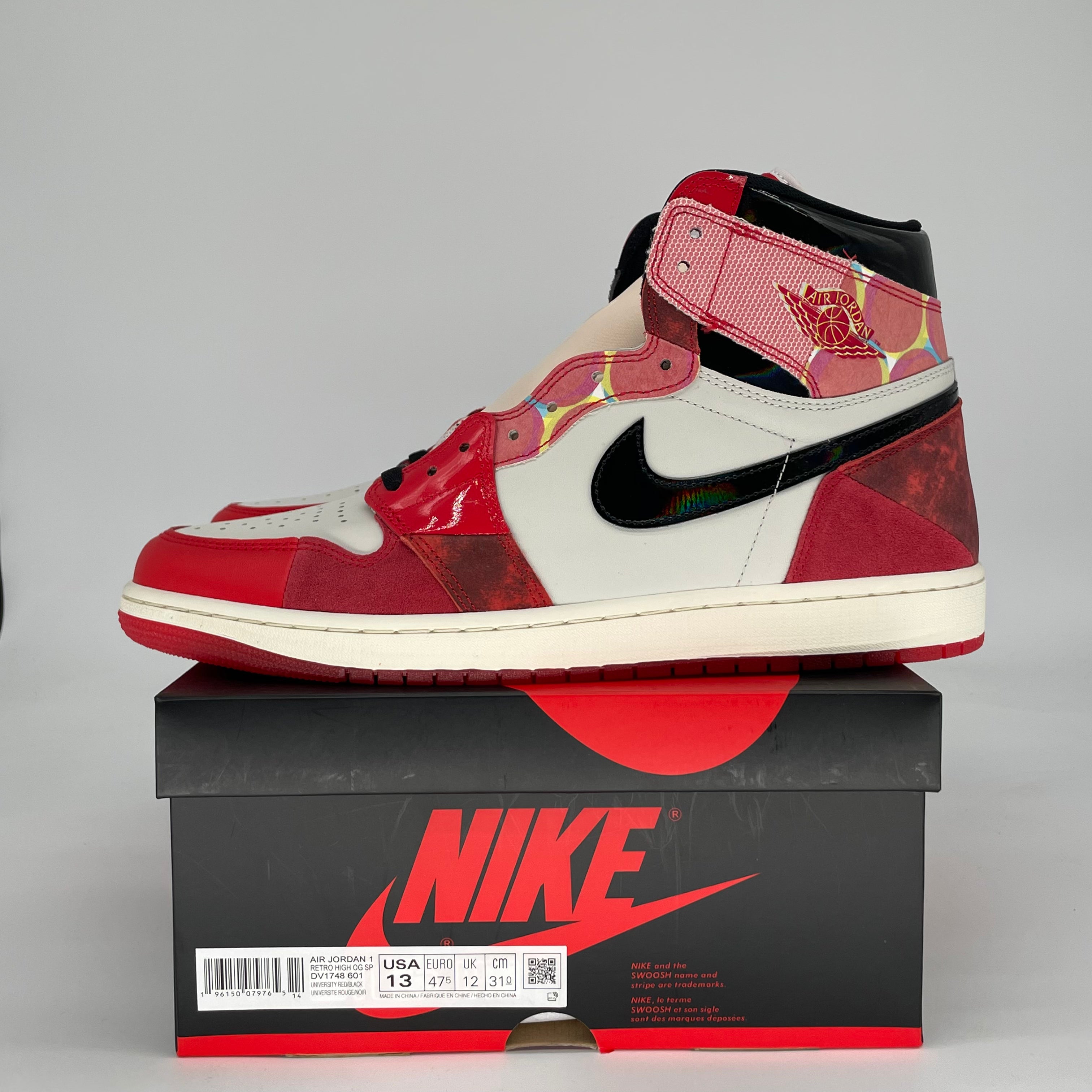 AIR JORDAN 1 SPIDER MAN ACROSS THE SPIDER VERSE DV1748-601 SIZE 13/14.5W