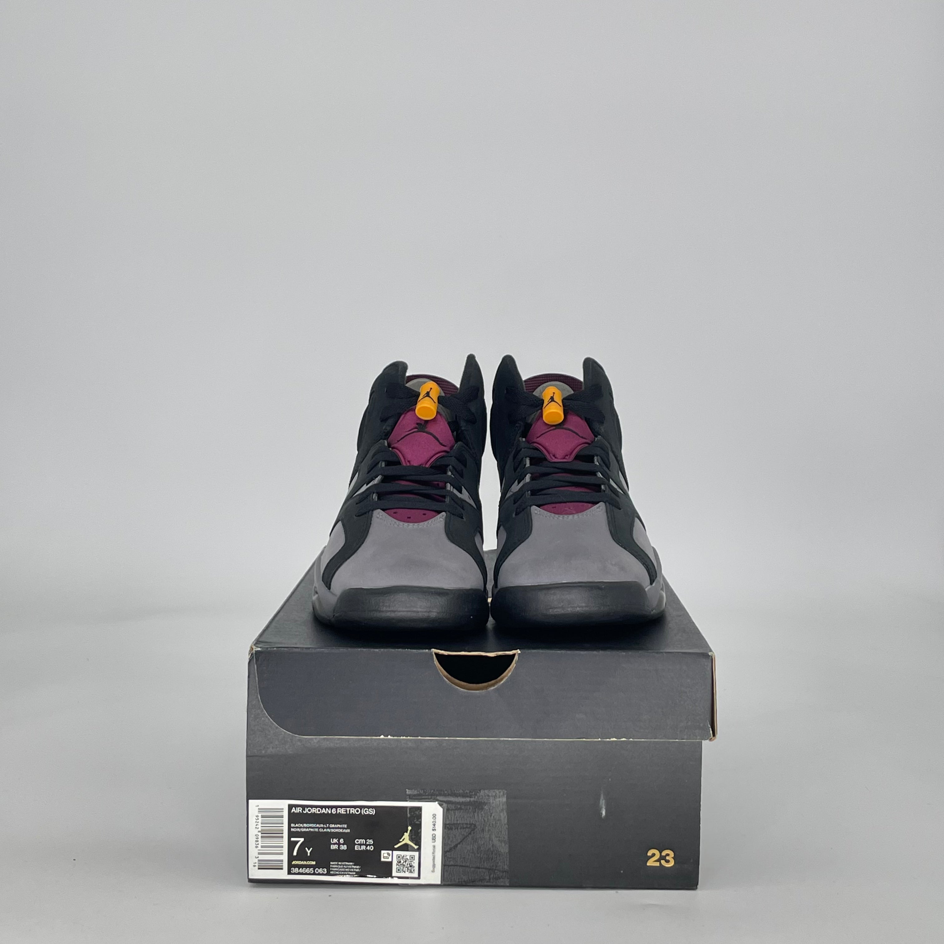 AIR JORDAN 6 BORDEAUX 384665-063 SIZE 7/8.5W GS