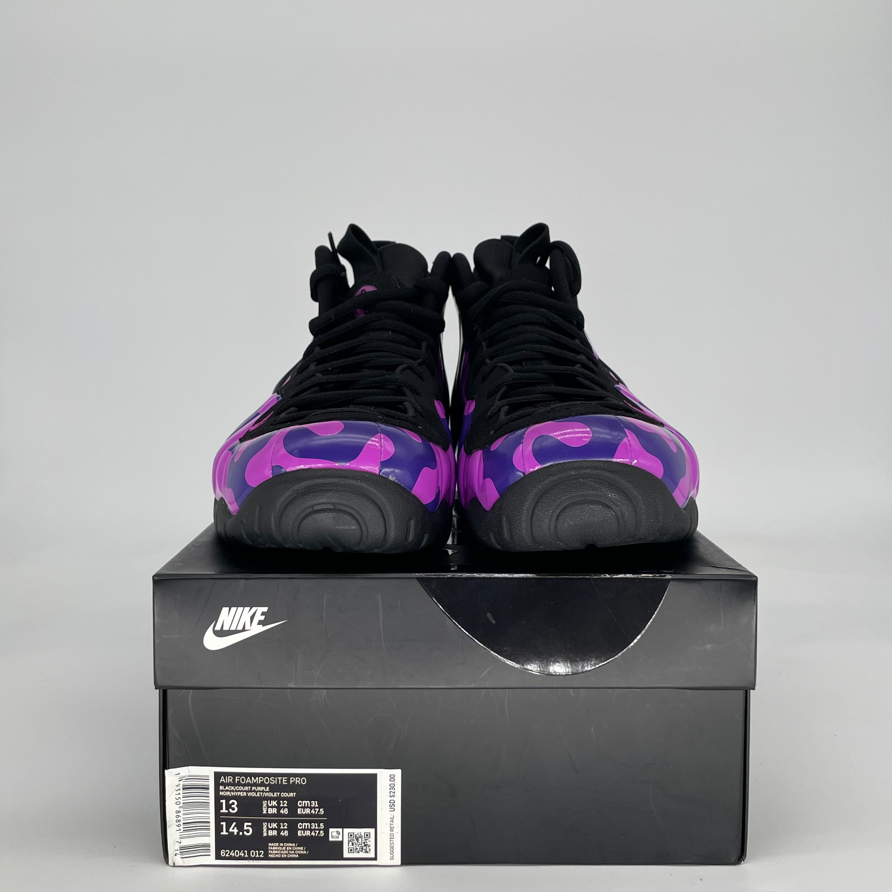 NIKE AIR FOAMPOSITE PRO PURPLE CAMO 624041-012 SIZE 13/14.5W