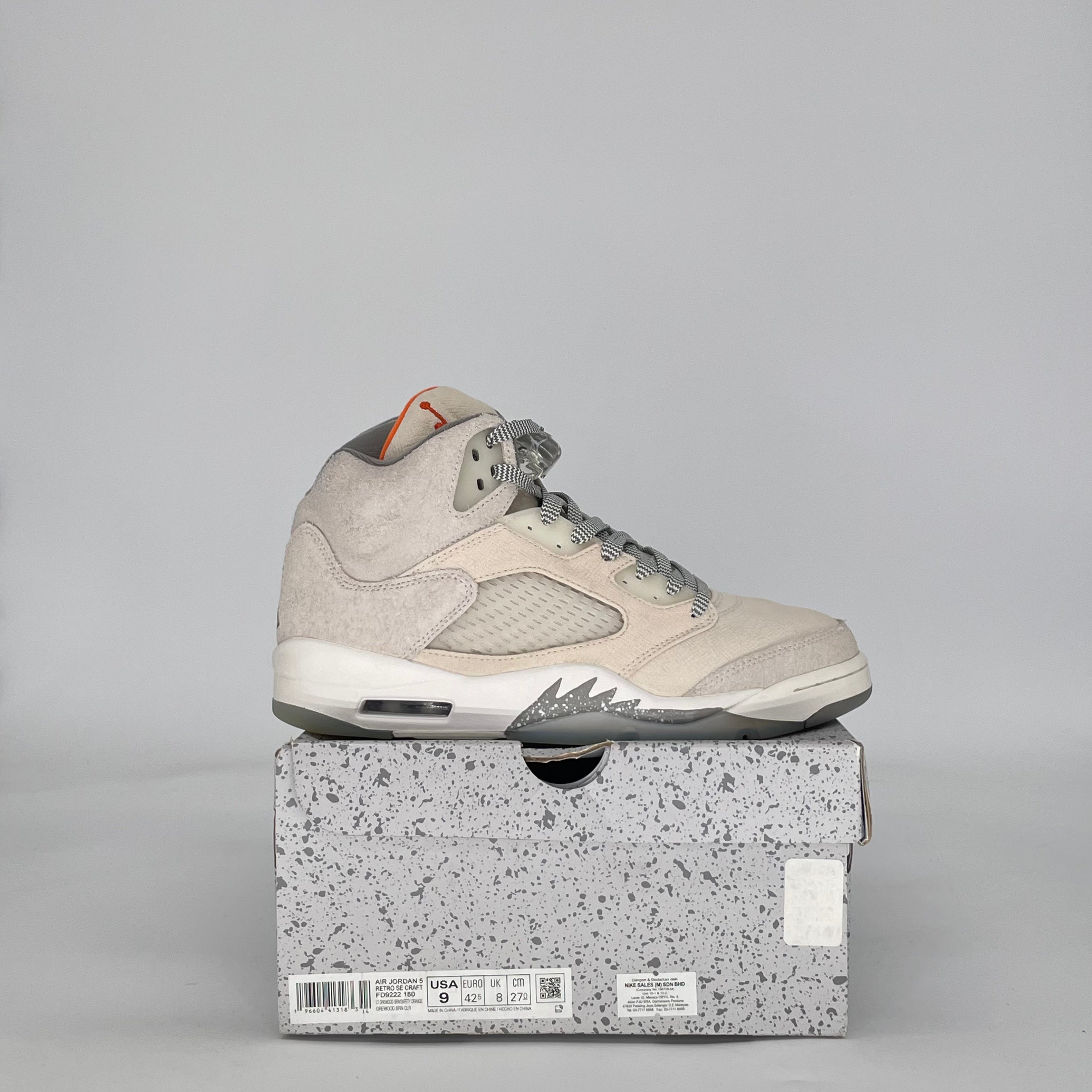 AIR JORDAN 5 CRAFT LIGHT OREWOOD BROWN FD9222-180 SIZE 9/10.5W