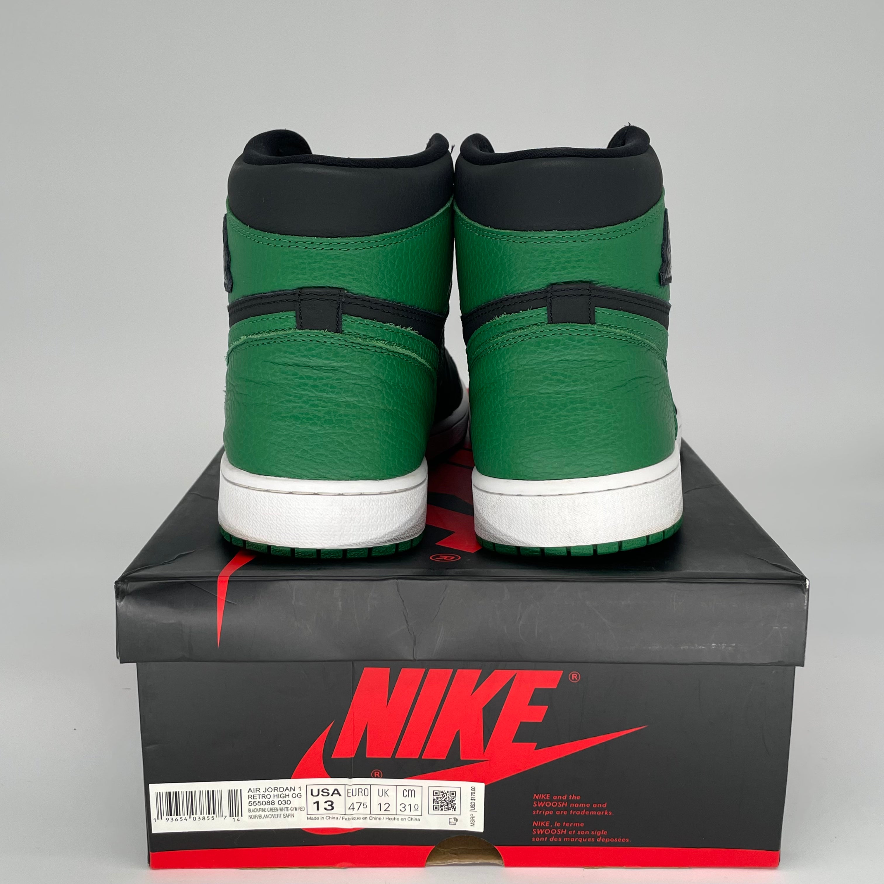 AIR JORDAN 1 PINE GREEN BLACK 555088-030 SIZE 13/14.5W