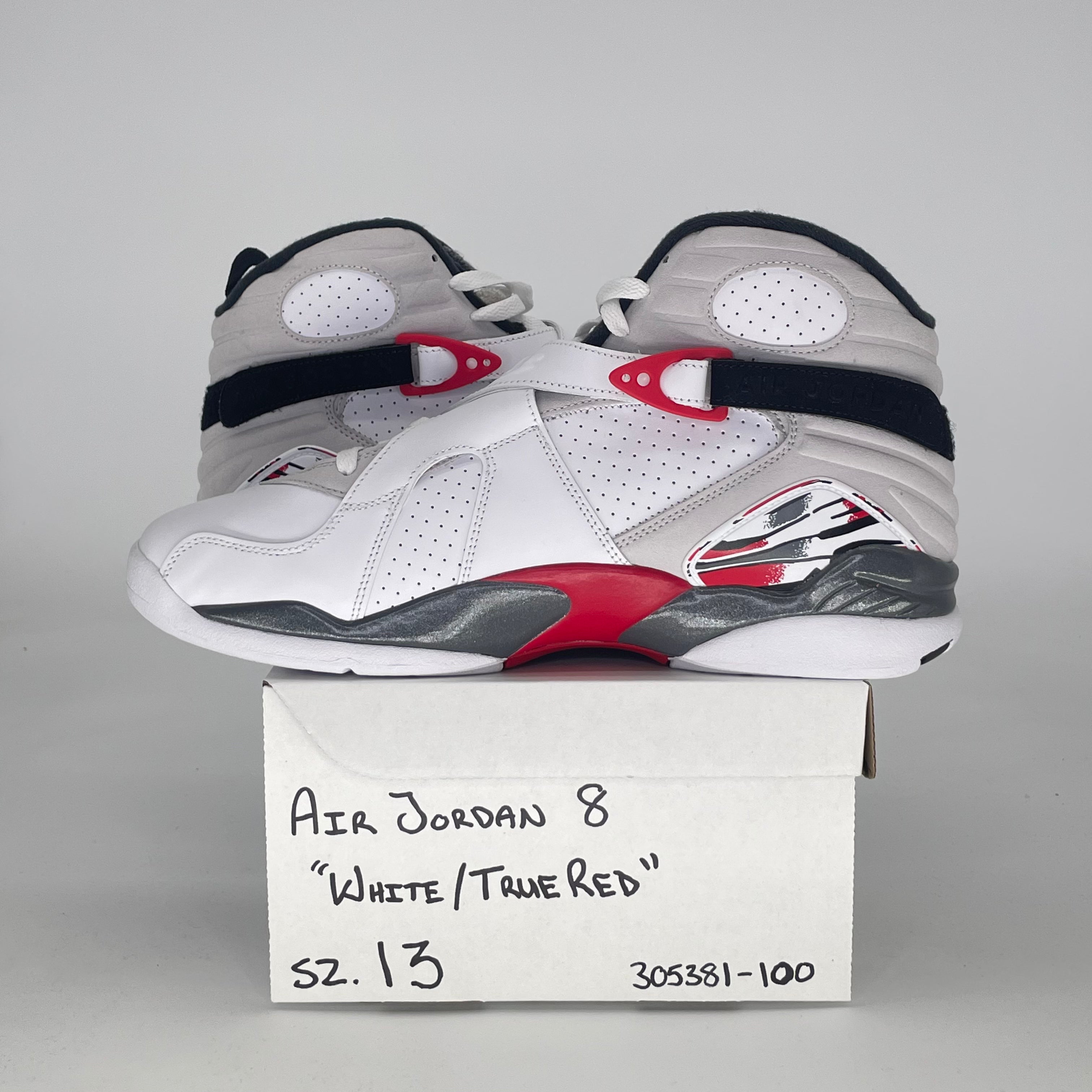 AIR JORDAN 8 WHITE TRUE RED 305381-100 SIZE 13/14.5W