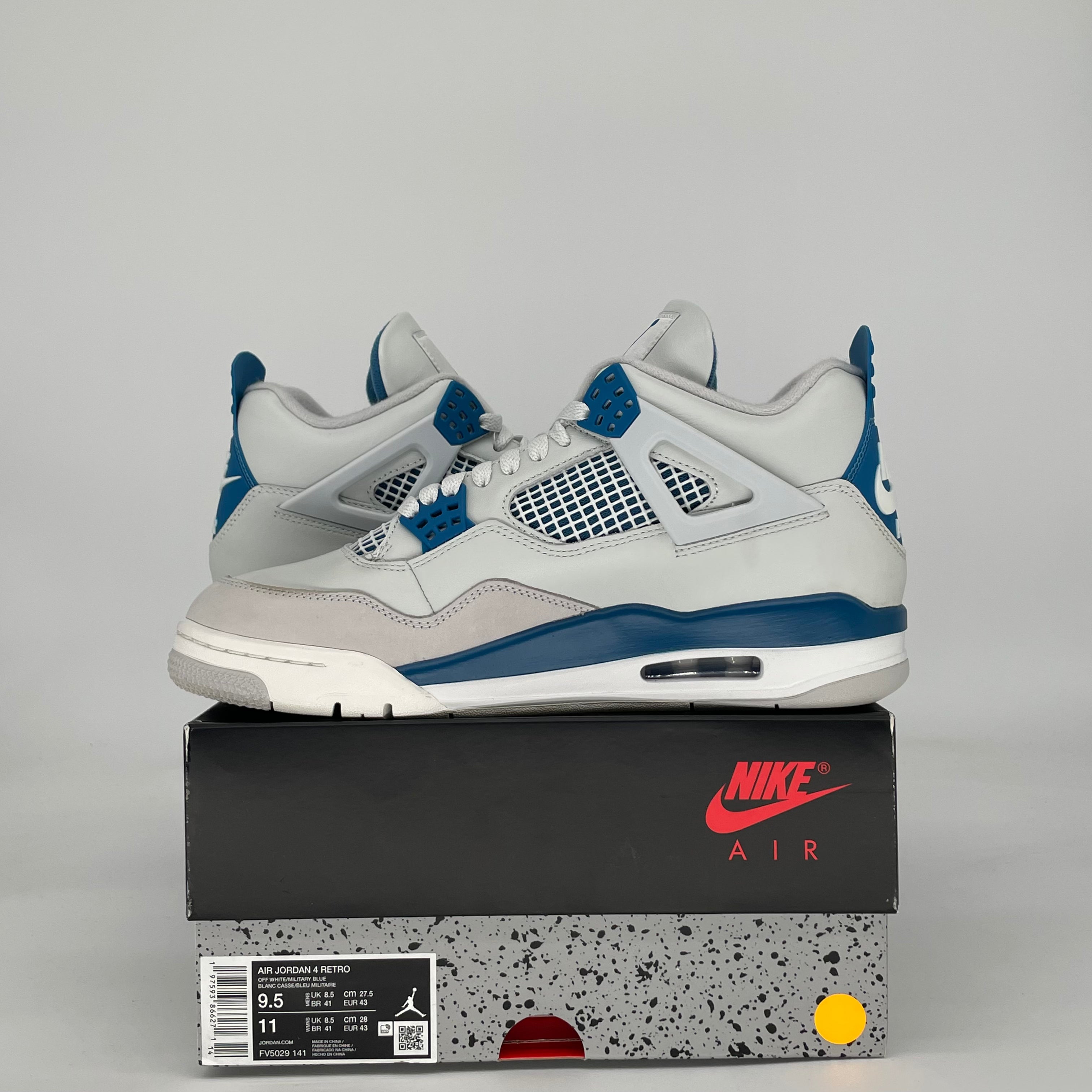 AIR JORDAN 4 MILITARY BLUE FV5029-141 SIZE 9.5/11W