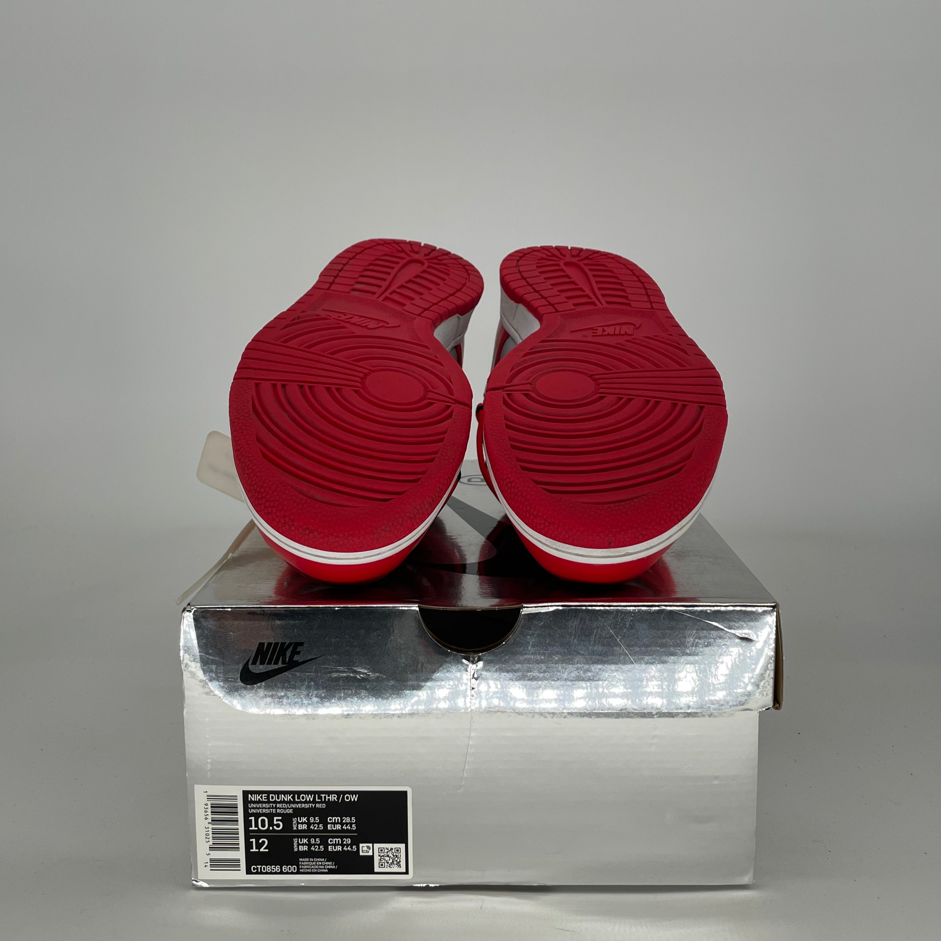 OFF WHITE X NIKE DUNK LOW UNIVERSITY RED CT0856-600 SIZE 10.5/12W