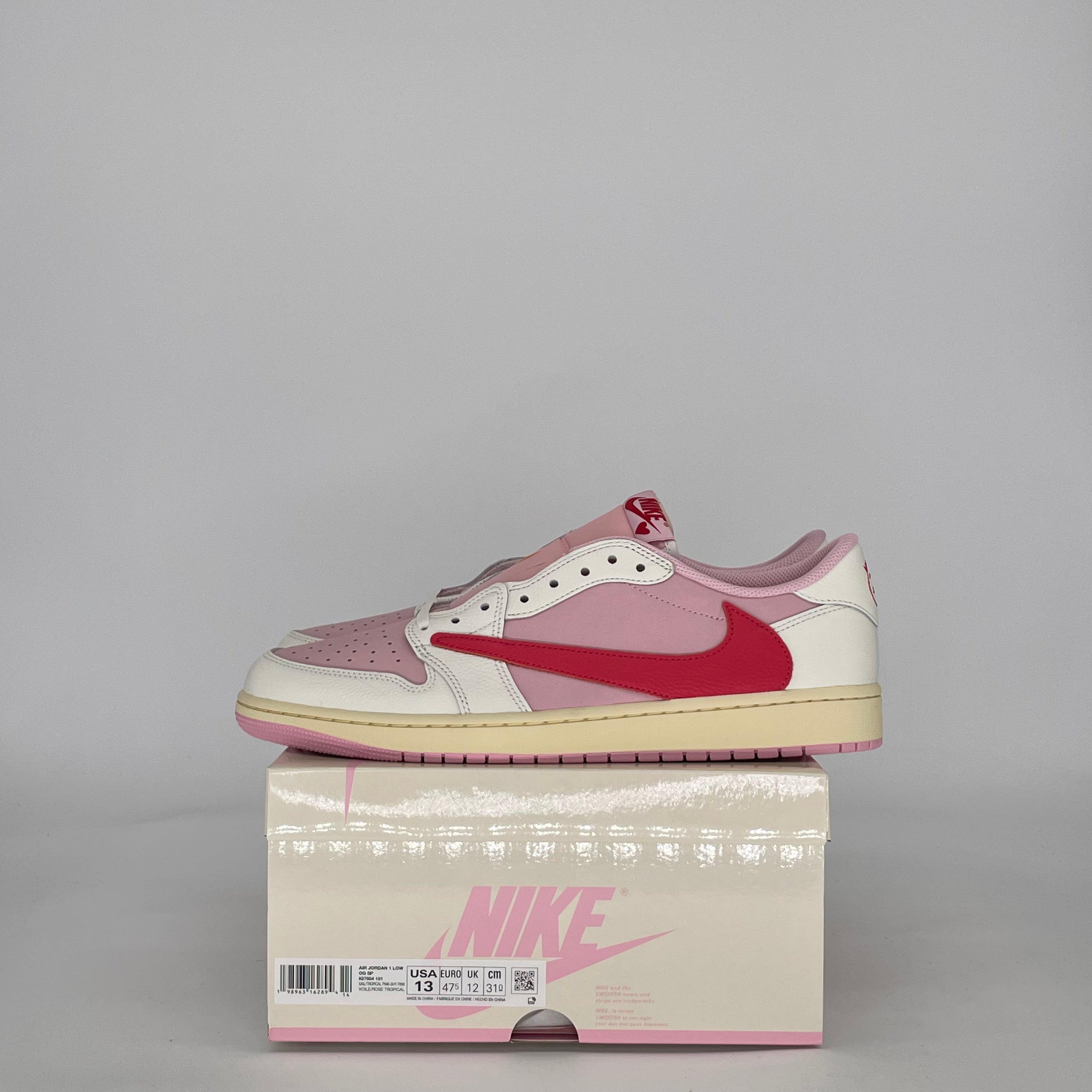 AIR JORDAN 1 LOW TRAVIS SCOTT SAIL TROPICAL PINK IQ7604-101 SIZE 13/14.5W