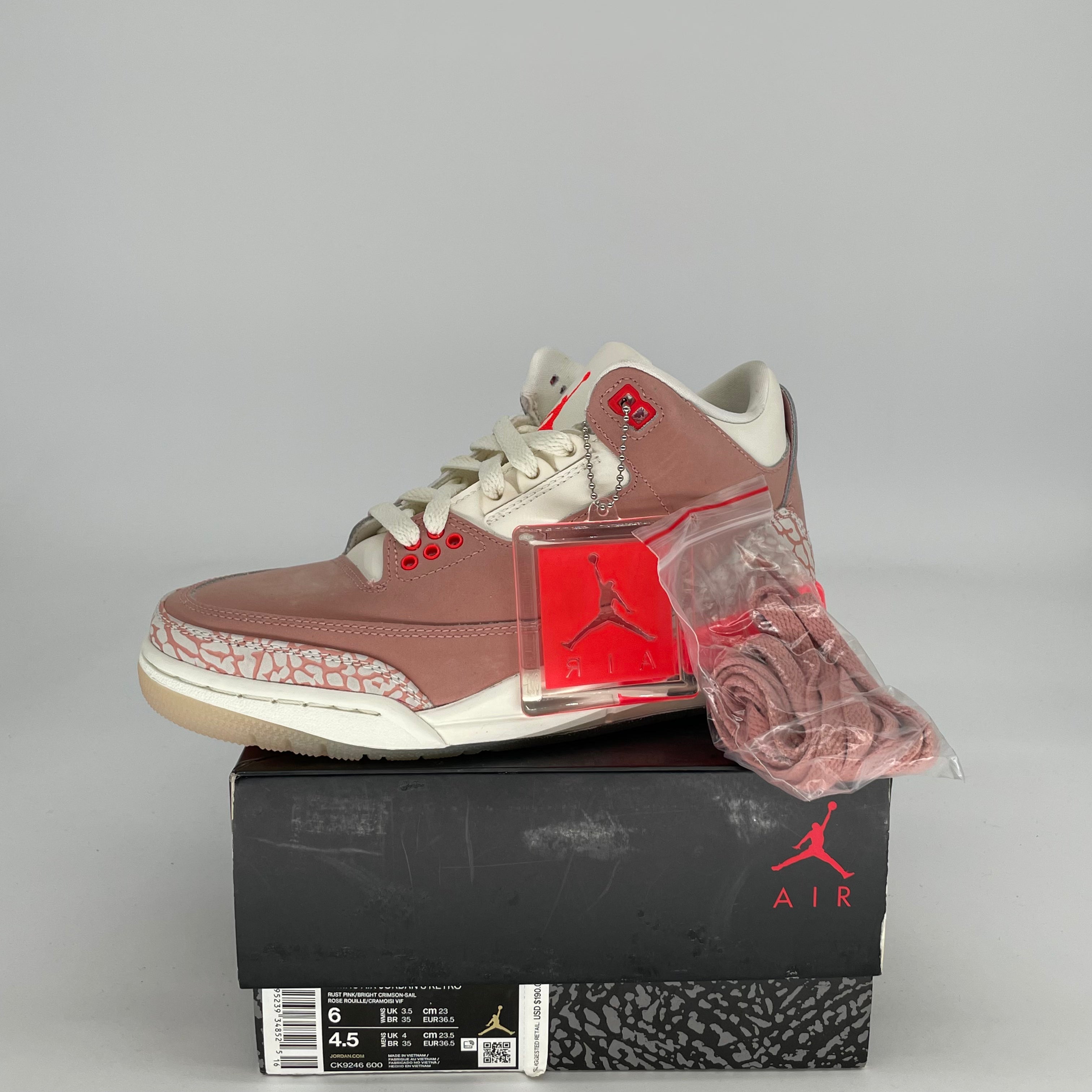AIR JORDAN 3 RUST PINK W CK9246-600 SIZE 4.5/6W