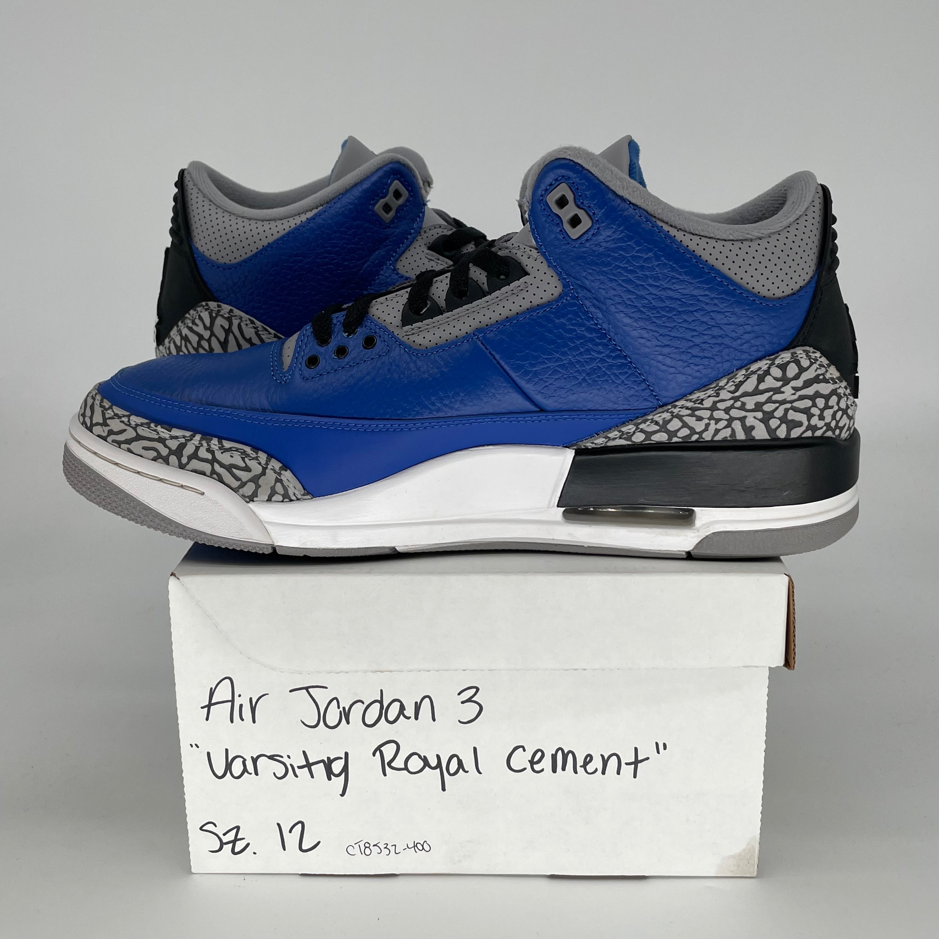 AIR JORDAN 3 VARSITY ROYAL CEMENT SIZE 12 CT8532-400