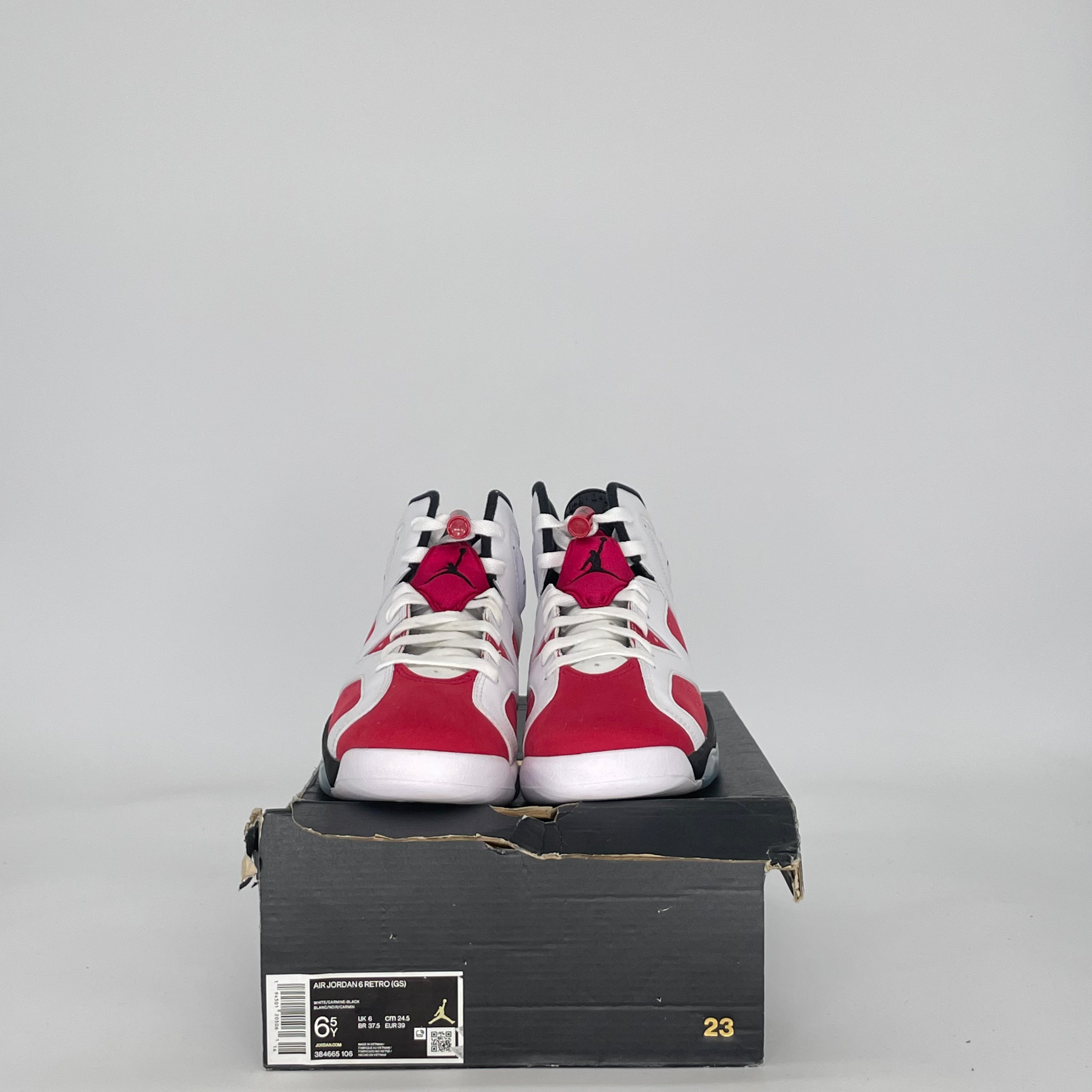 AIR JORDAN 6 CARMINE (2021) 384665-106 SIZE 6.5/8W GS