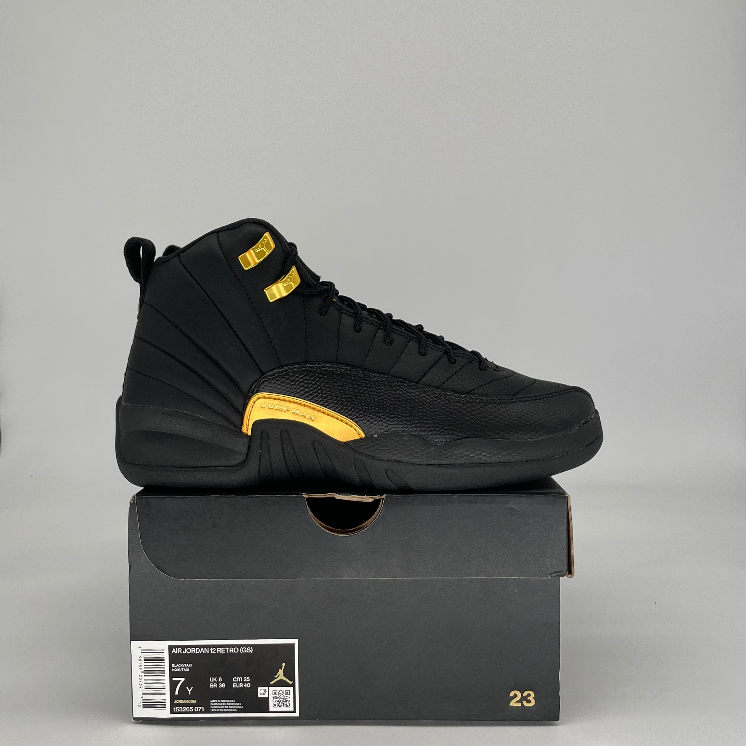 AIR JORDAN 12 BLACK TAXI 153265-071 SIZE 7/8.5W