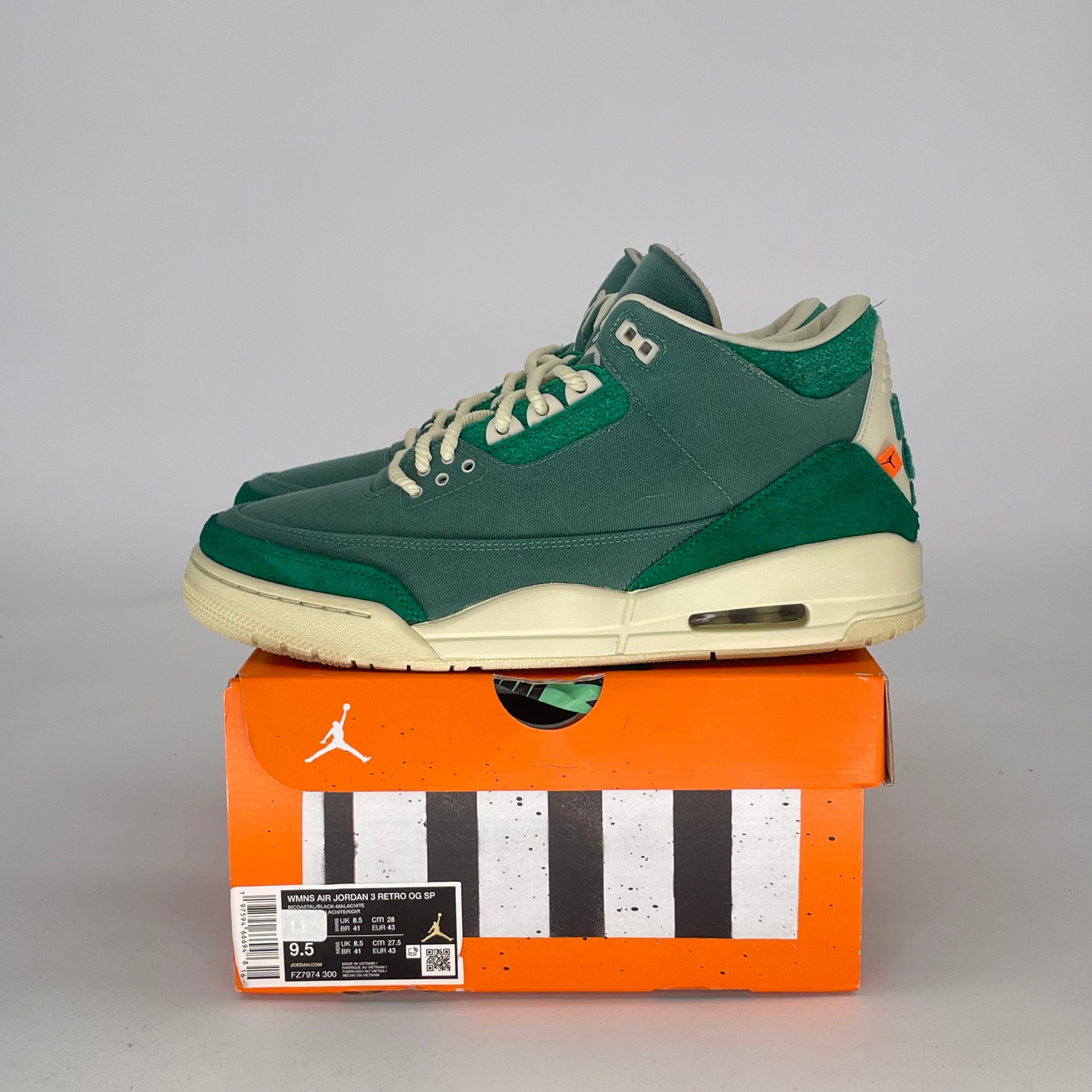 AIR JORDAN 3 NINA CHANEL ABNEY BICOASTAL FZ7974-300 SIZE 9.5/11W