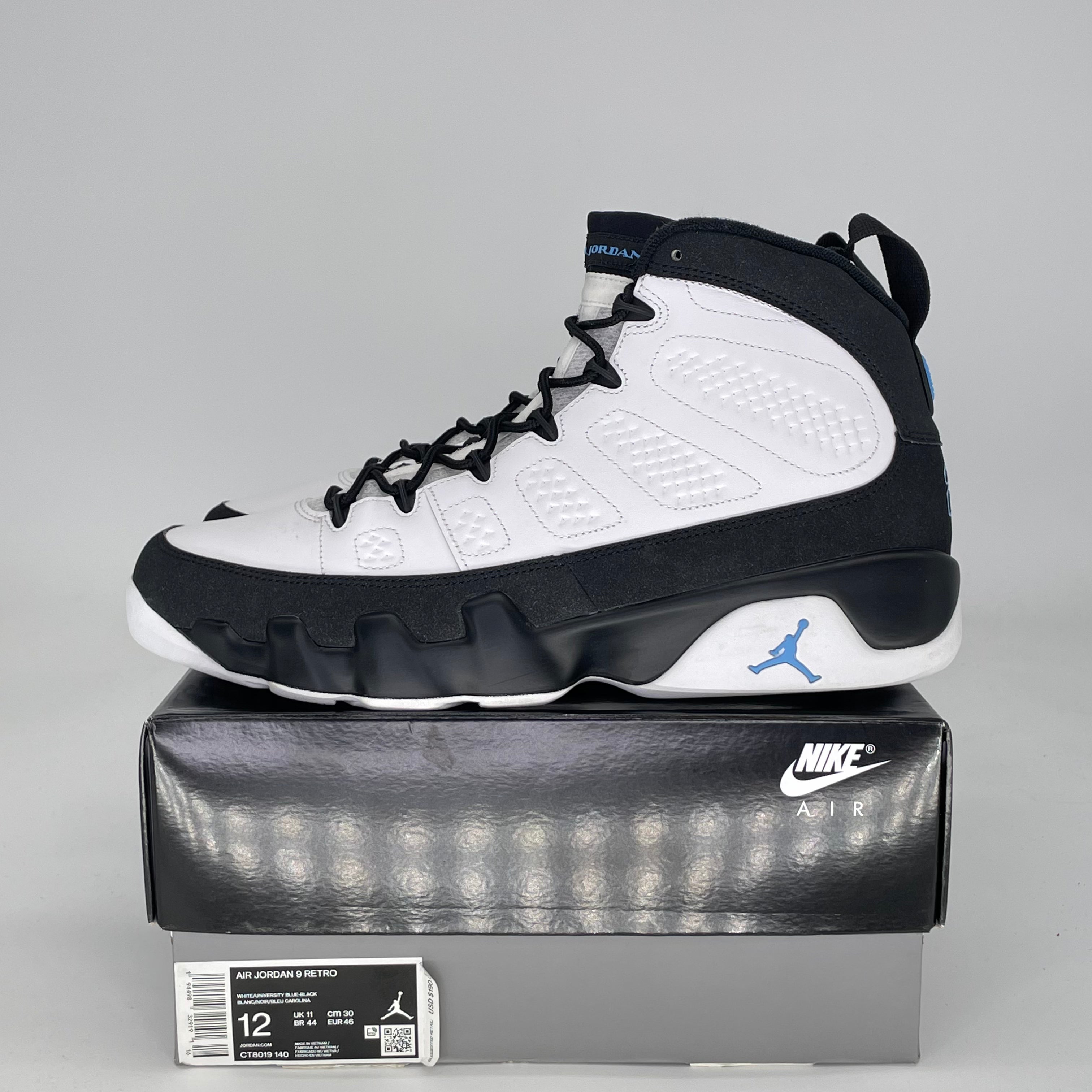 AIR JORDAN 9 UNIVERSITY BLUE CT8019-140 SIZE 12/13.5W