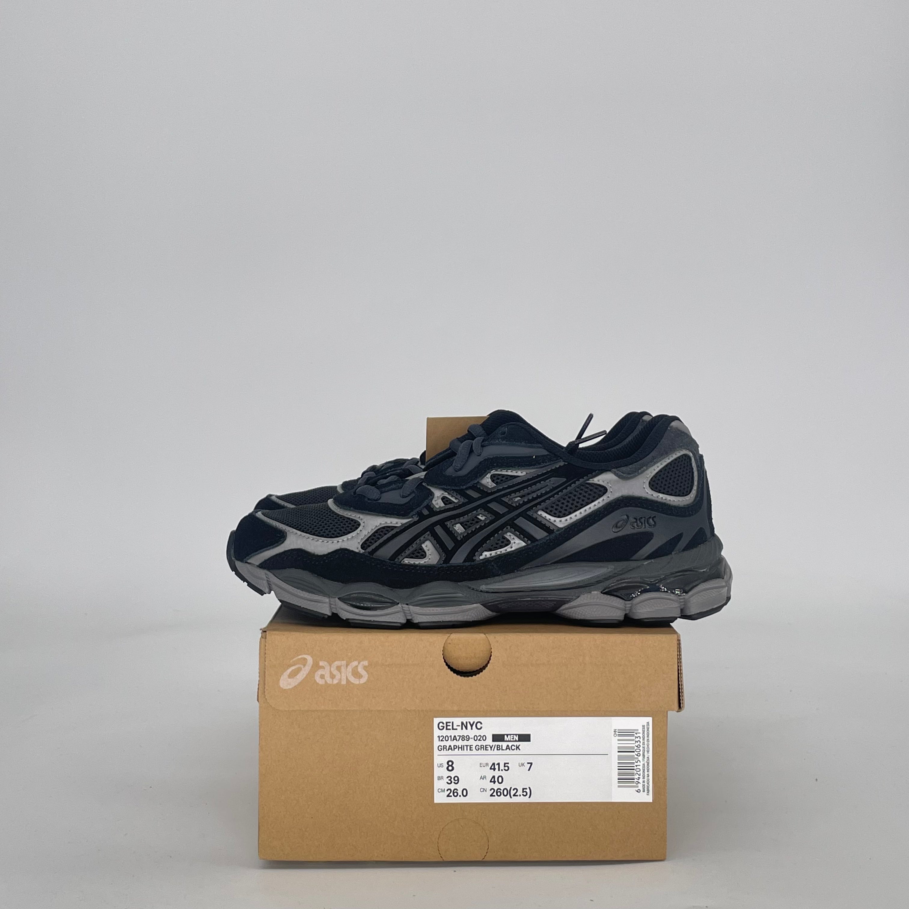 ASICS GEL-NYC GRAPHITE GREY BLACK 1201A789-020 SIZE 8/9.5W