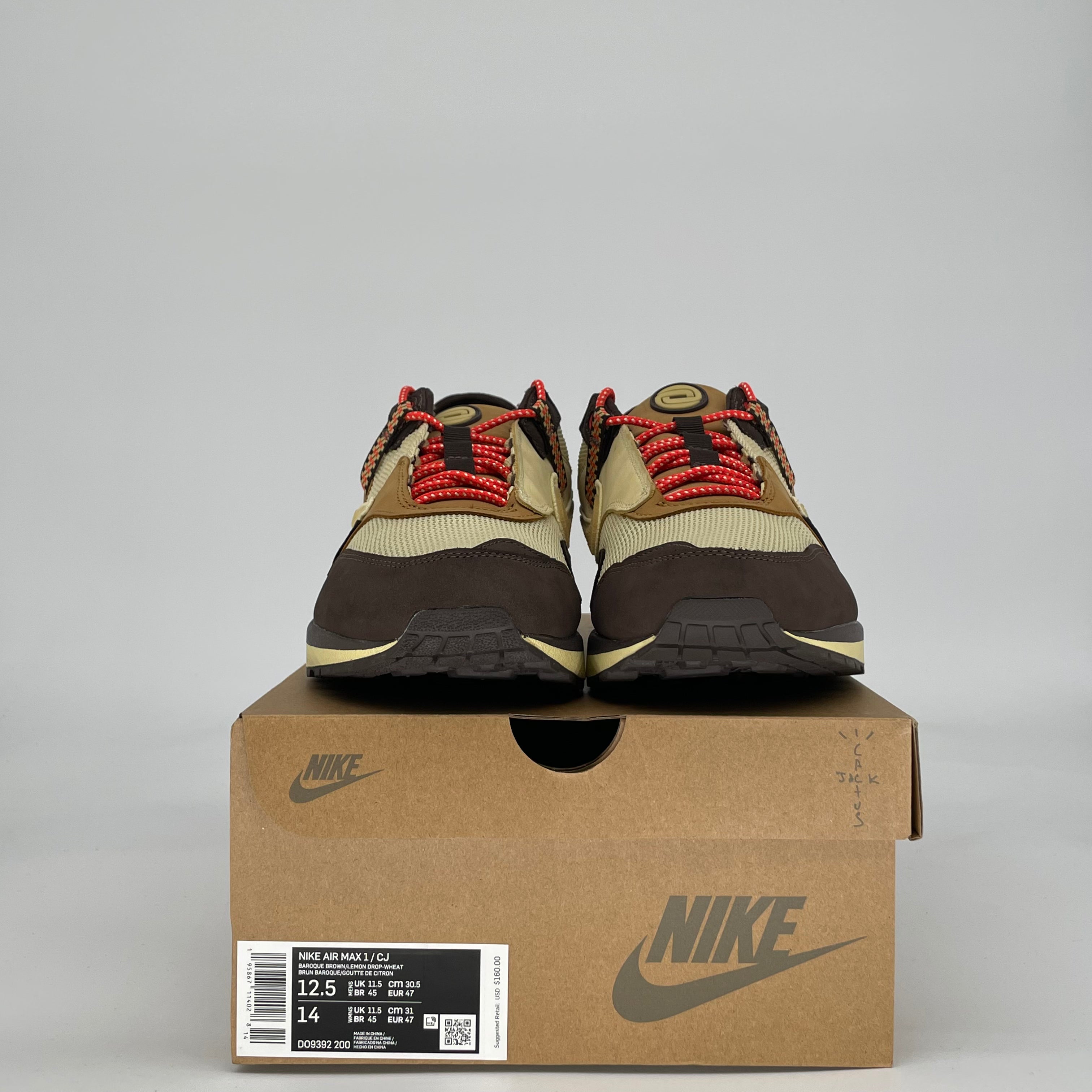 NIKE AIR MAX 1 TRAVIS SCOTT CACTUS JACK BAROQUE BROWN DO9392-200 SIZE 12.5/14W