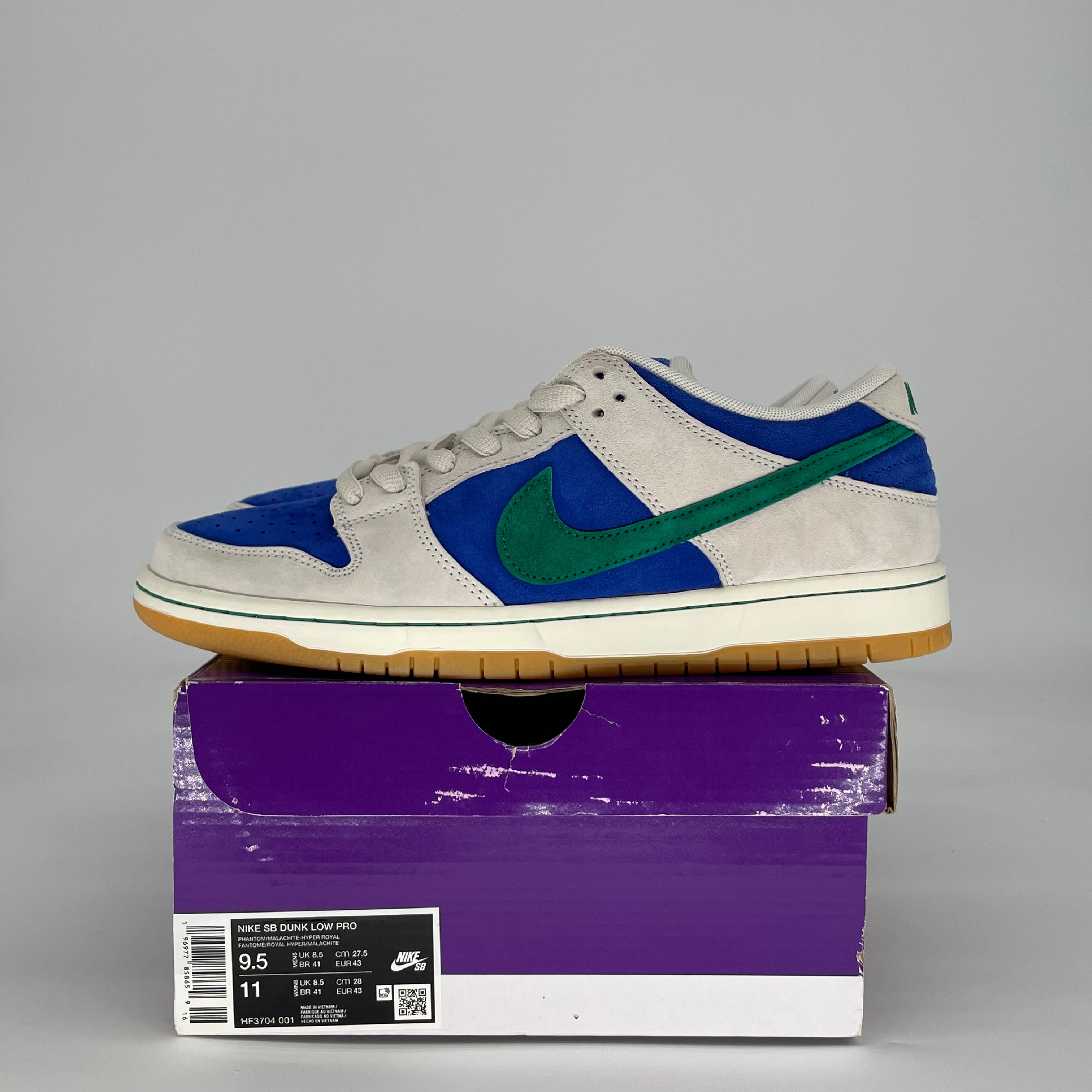 NIKE SB DUNK LOW HYPER ROYAL MALACHITE HF3704-001 SIZE 9.5/11W