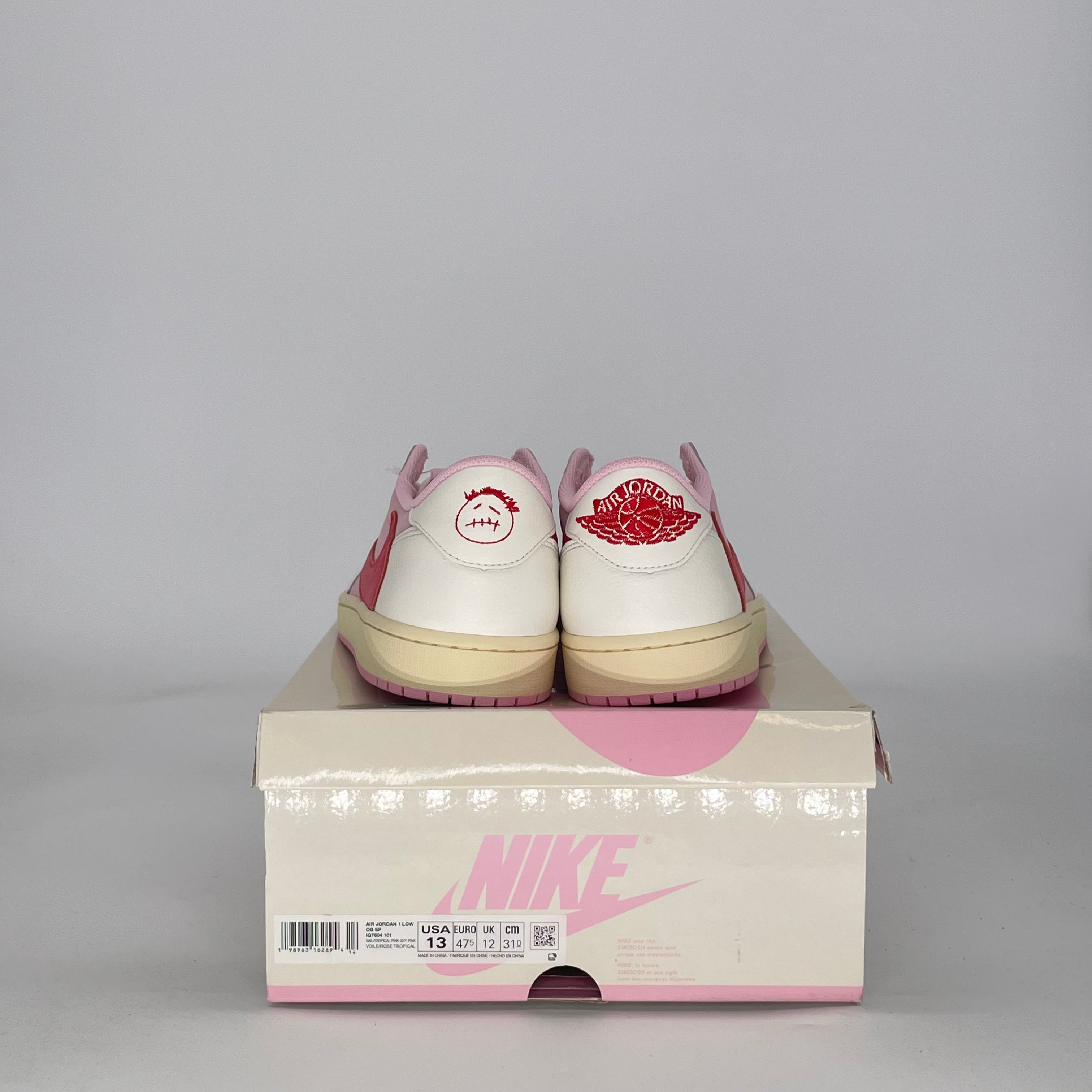 AIR JORDAN 1 LOW TRAVIS SCOTT SAIL TROPICAL PINK IQ7604-101 SIZE 13/14.5W