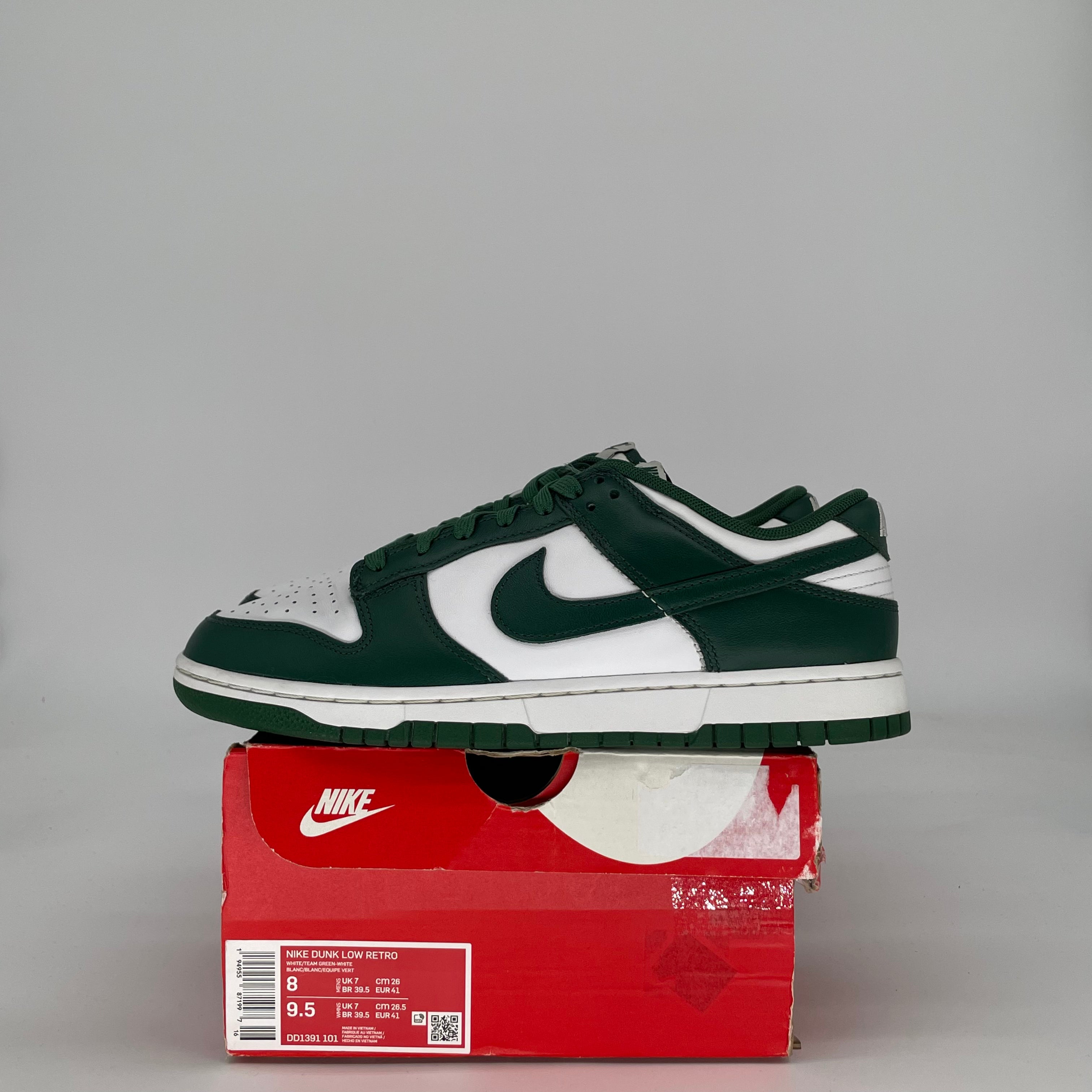 NIKE DUNK LOW MICHIGAN STATE DD1381-101 SIZE 8/9.5W