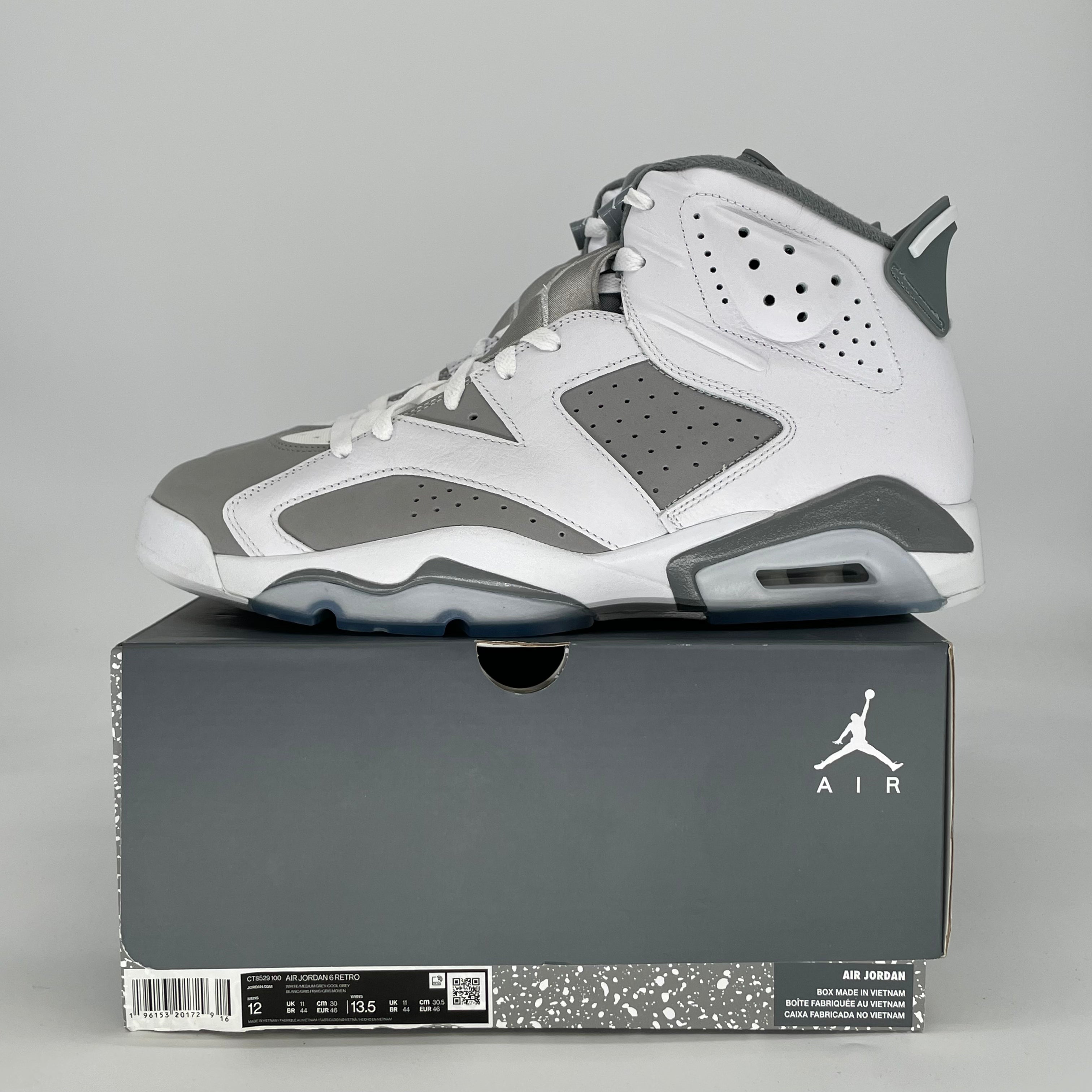 AIR JORDAN 6 COOL GREY CT8529-100 SIZE 12/13.5W