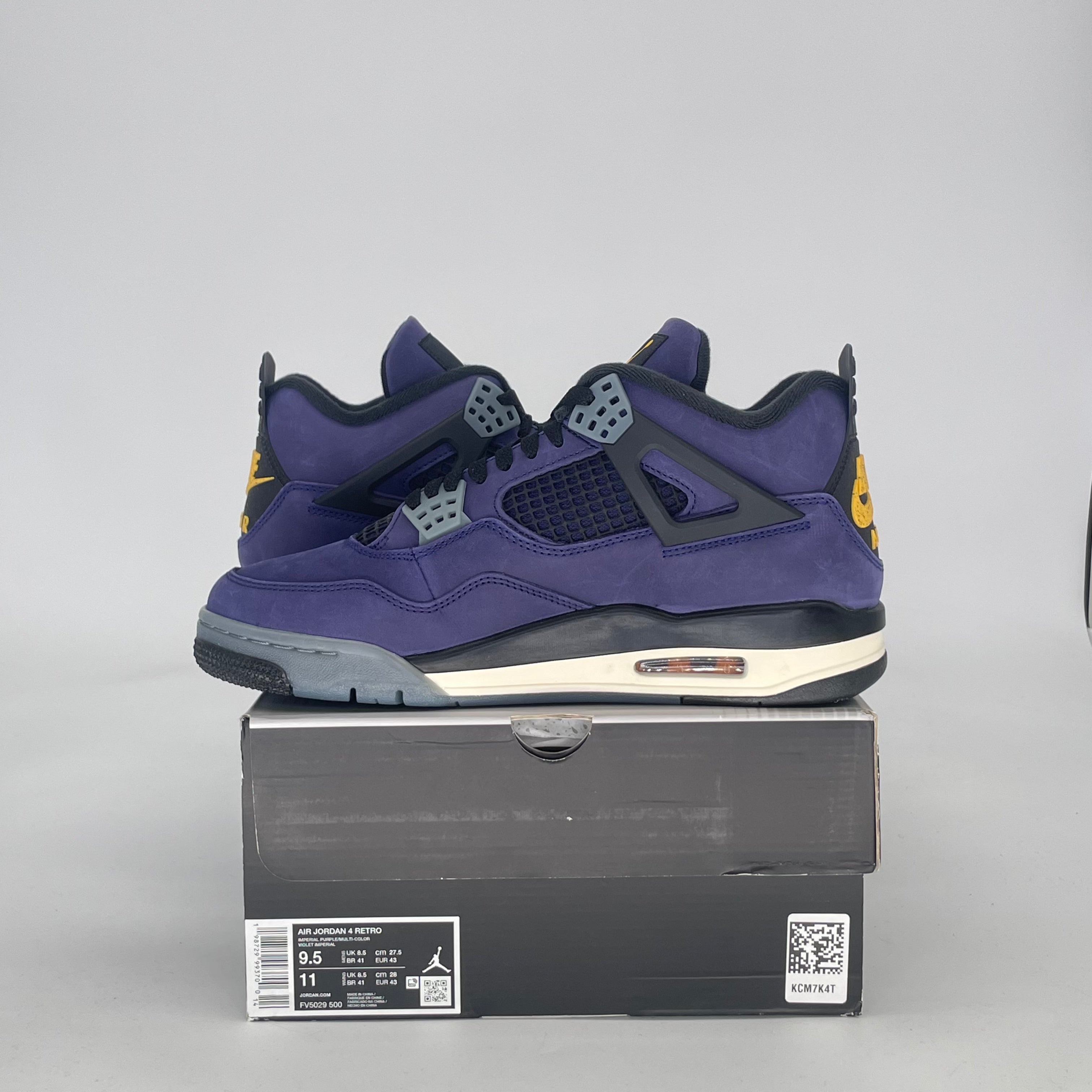 AIR JORDAN 4 LAKERS FV5029-500 SIZE 9.5/11W