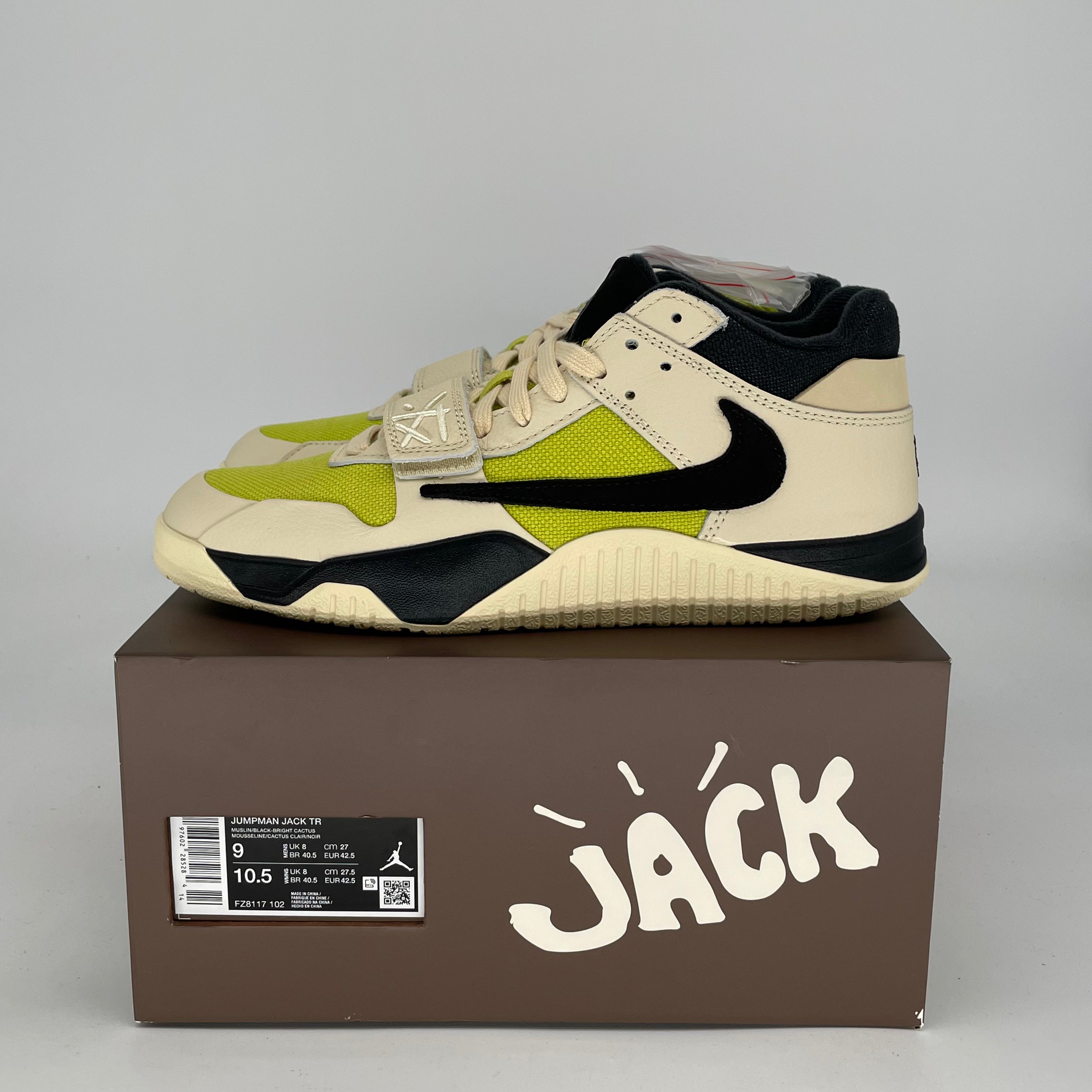 TRAVIS SCOTT X JORDAN JUMPMAN JACK TR BRIGHT CACTUS FZ8117-102 9/10.5W