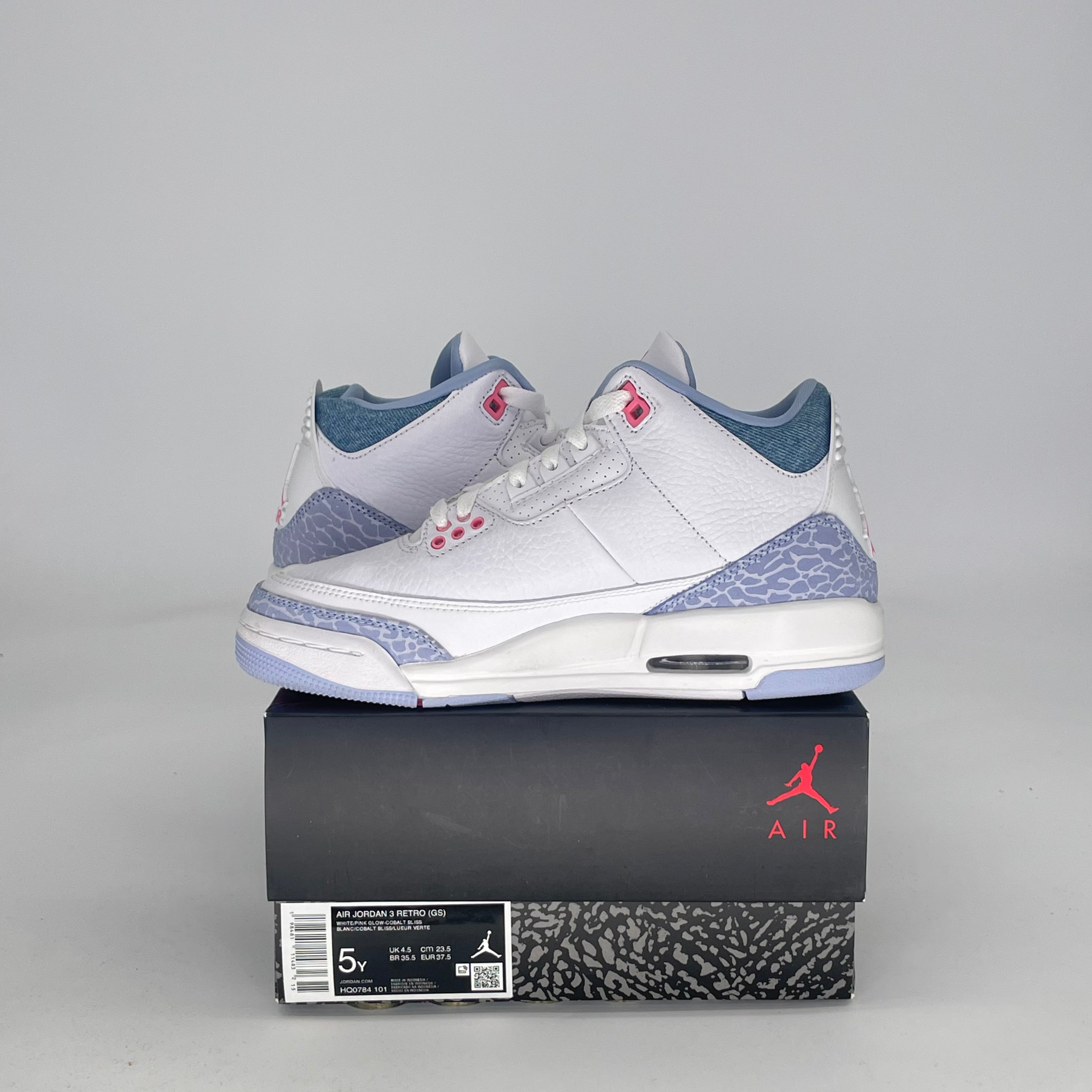 AIR JORDAN 3 WHITE COBALT BLISS HQ0784-101 SIZE 5/6.5W GS