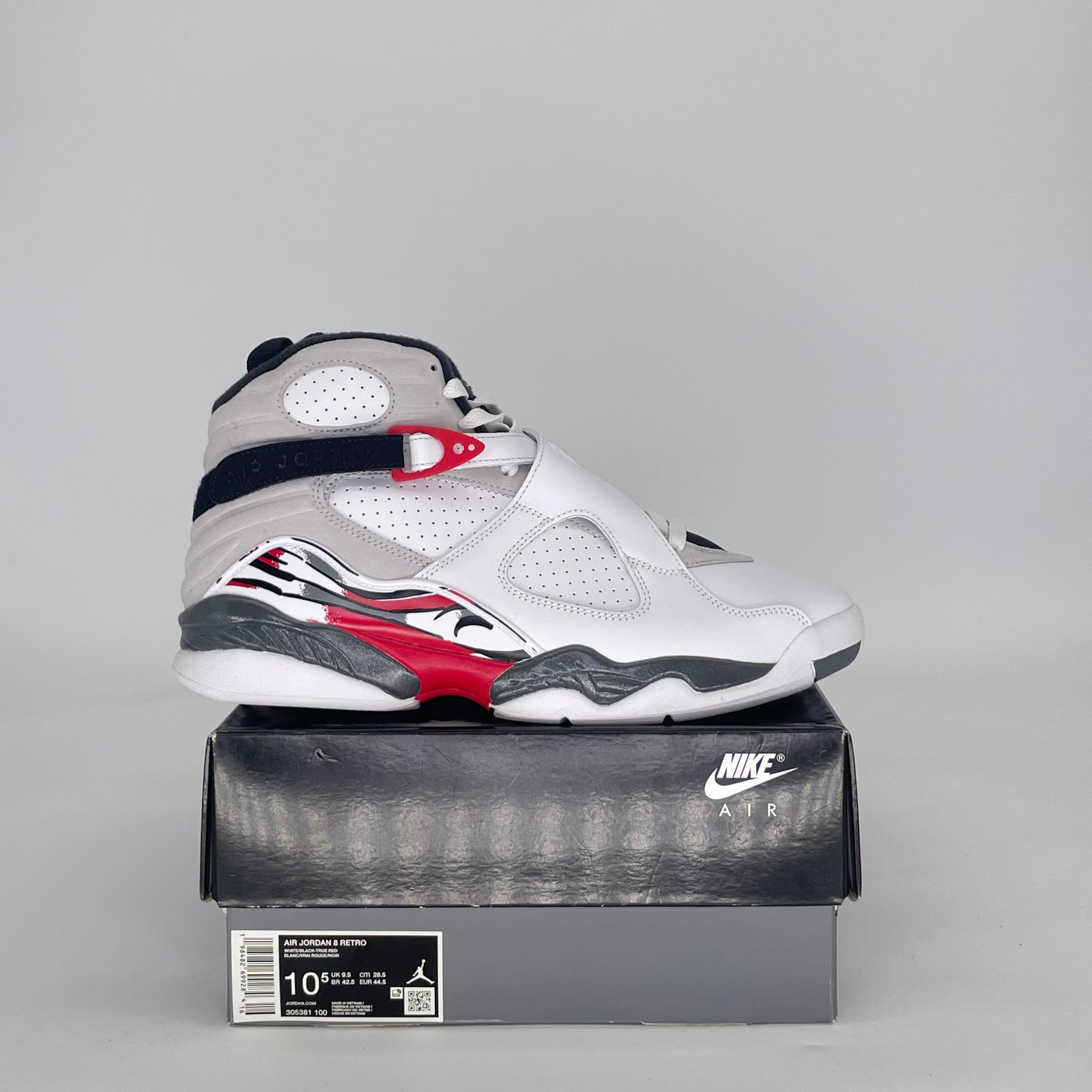 AIR JORDAN 8 WHITE TRUE RED 305381100 SIZE 10.5/12W