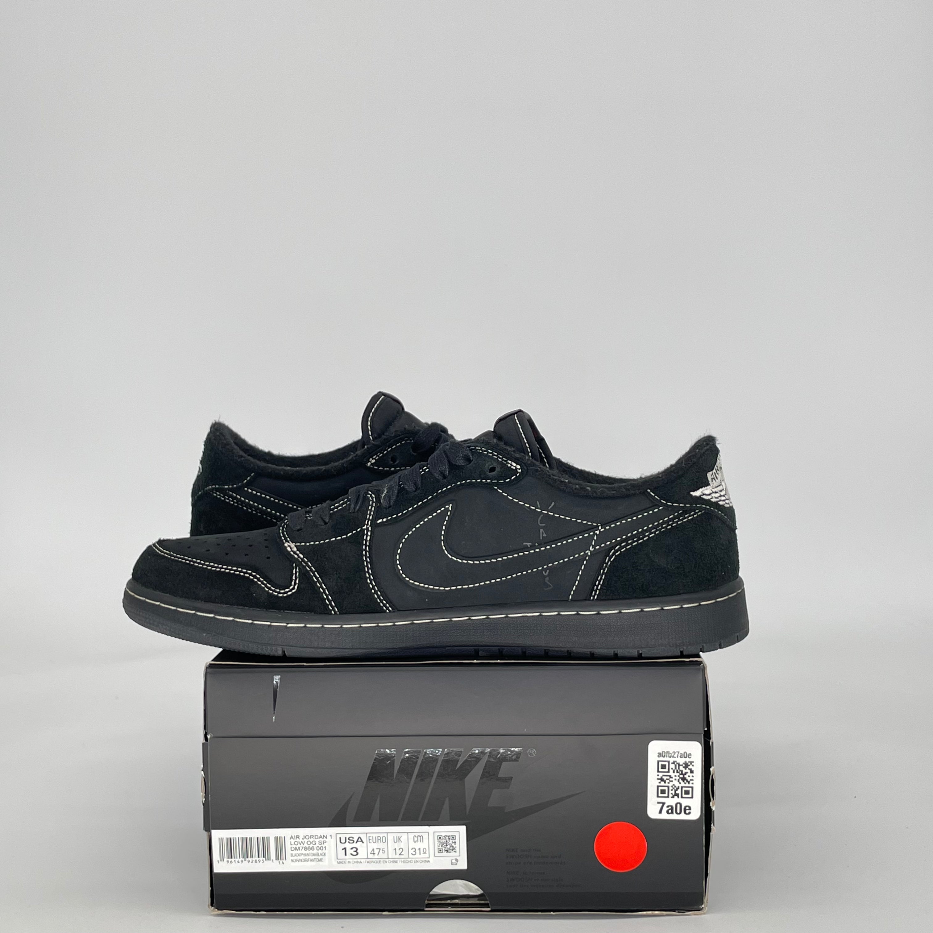 AIR JORDAN 1 LOW TRAVIS SCOTT BLACK PHANTOM DM7866-001 SIZE 13/14.5W