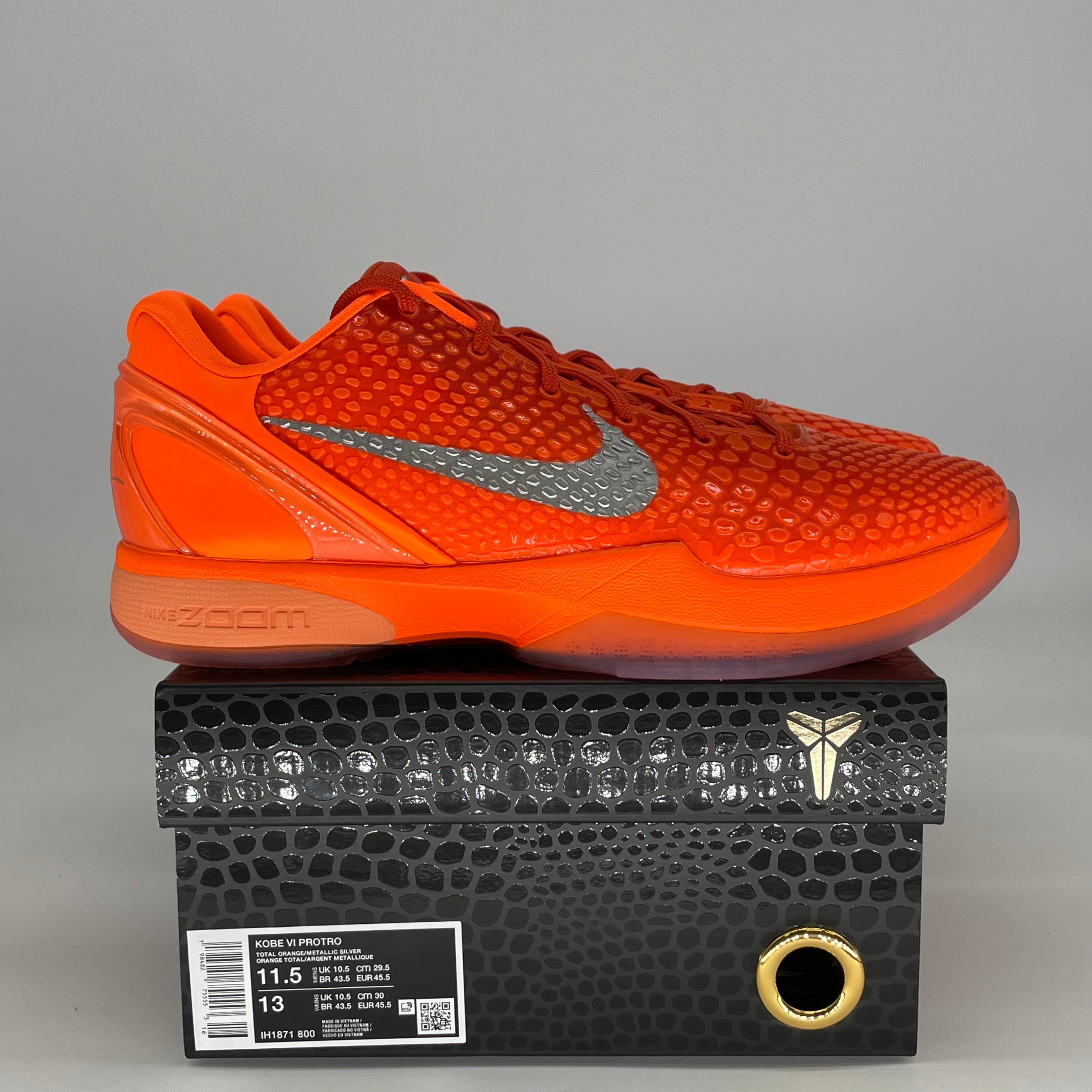 NIKE KOBE 6 PROTRO TOTAL ORANGE IH1871-800 SIZE 11.5/13W