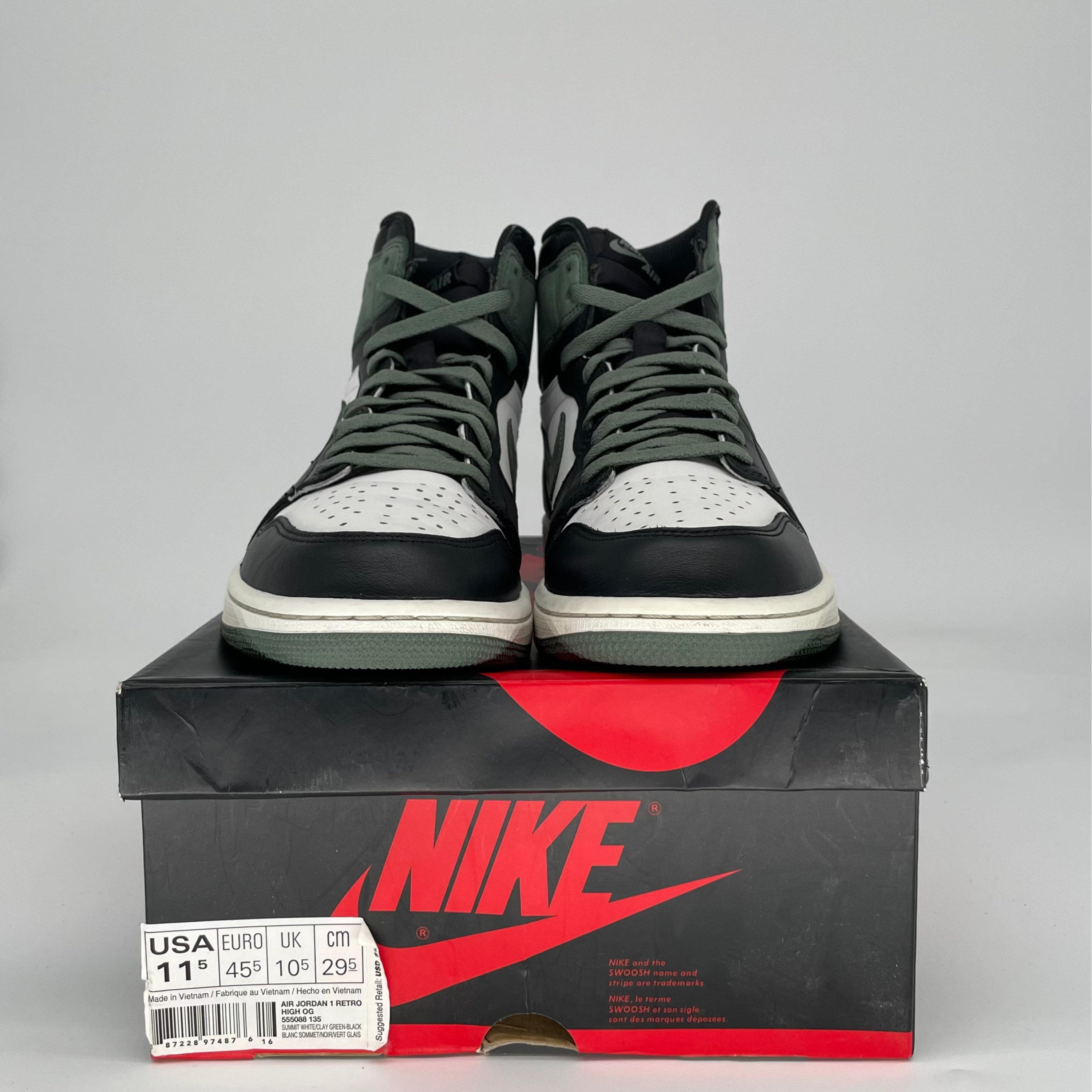 AIR JORDAN 1 CLAY GREEN 555088-135 SIZE 12/13.5W