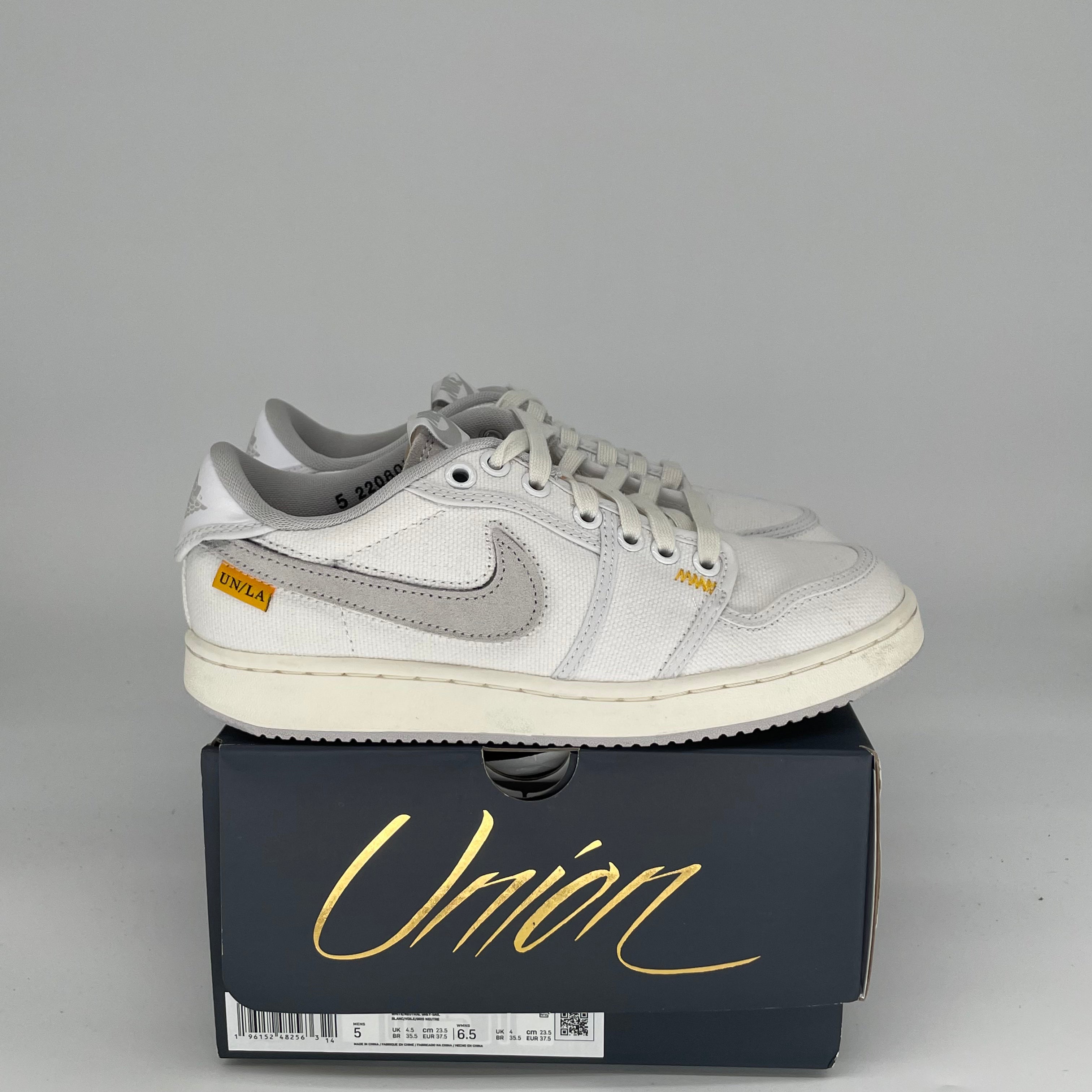 AIR JORDAN 1 LOW AJKO UNION WHITE CANVAS DO8912-101 SIZE 5/6.5W