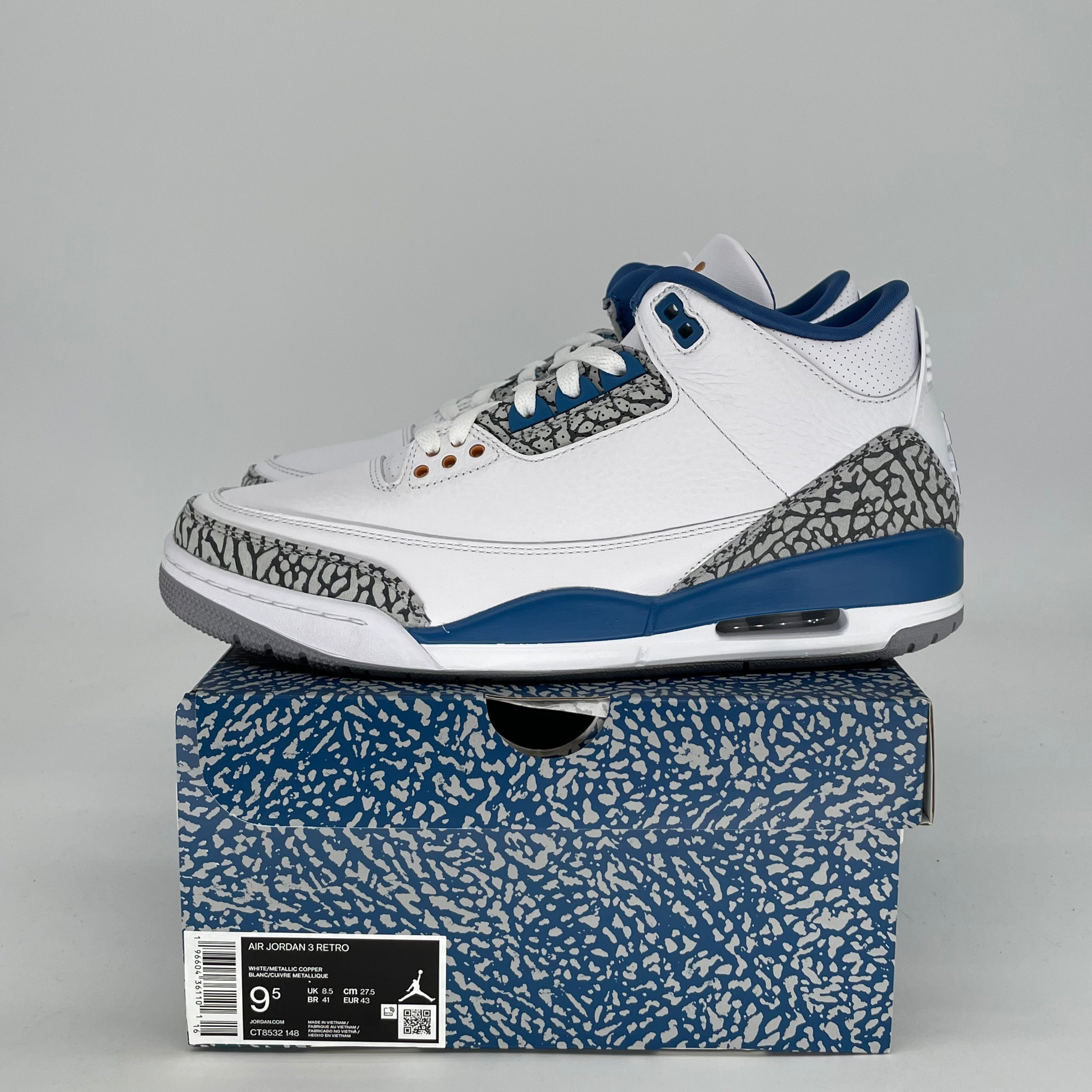 AIR JORDAN 3 WIZARDS CT8532-148 SIZE 9.5/11W