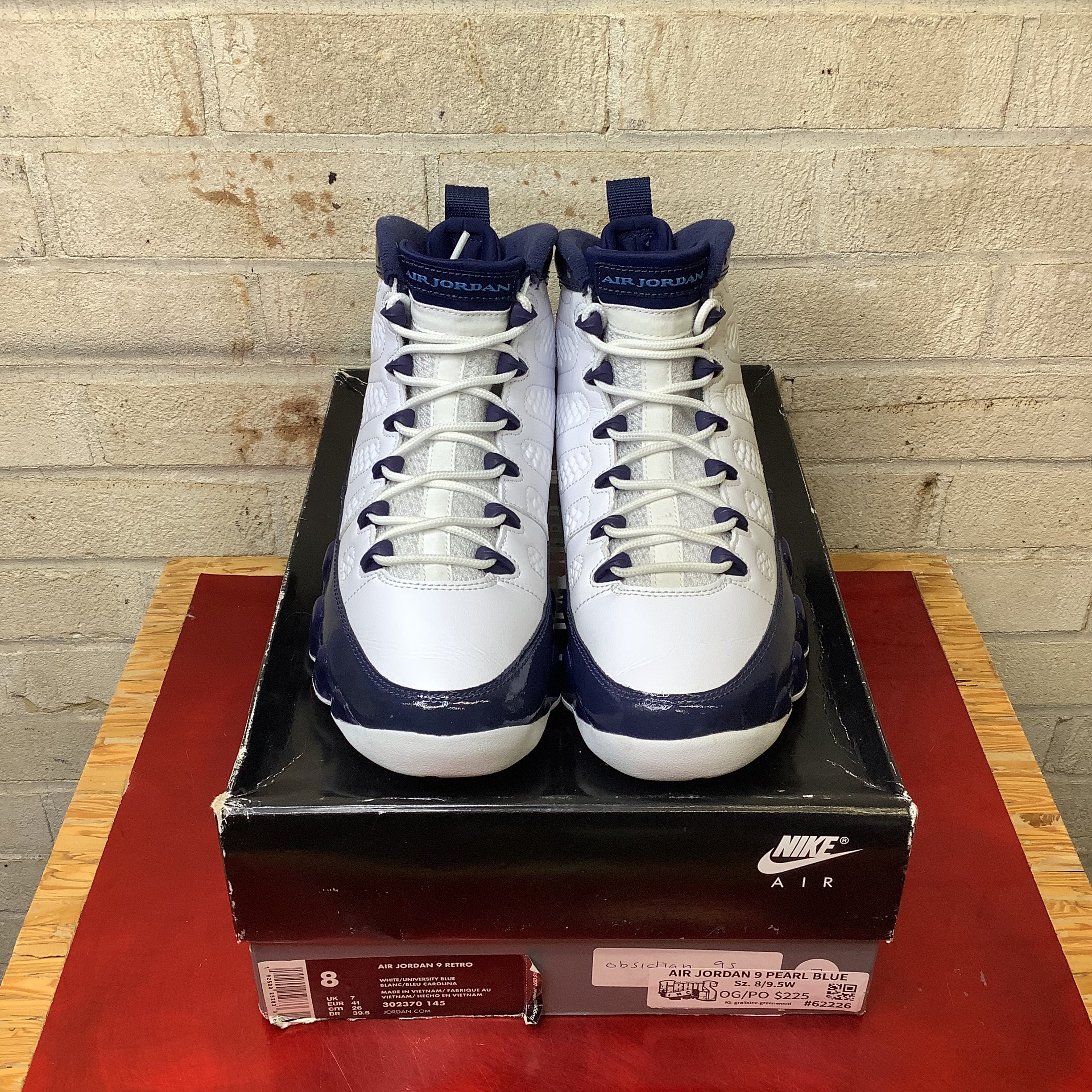 AIR JORDAN 9 PEARL BLUE 302370-145 SIZE 8/9.5W